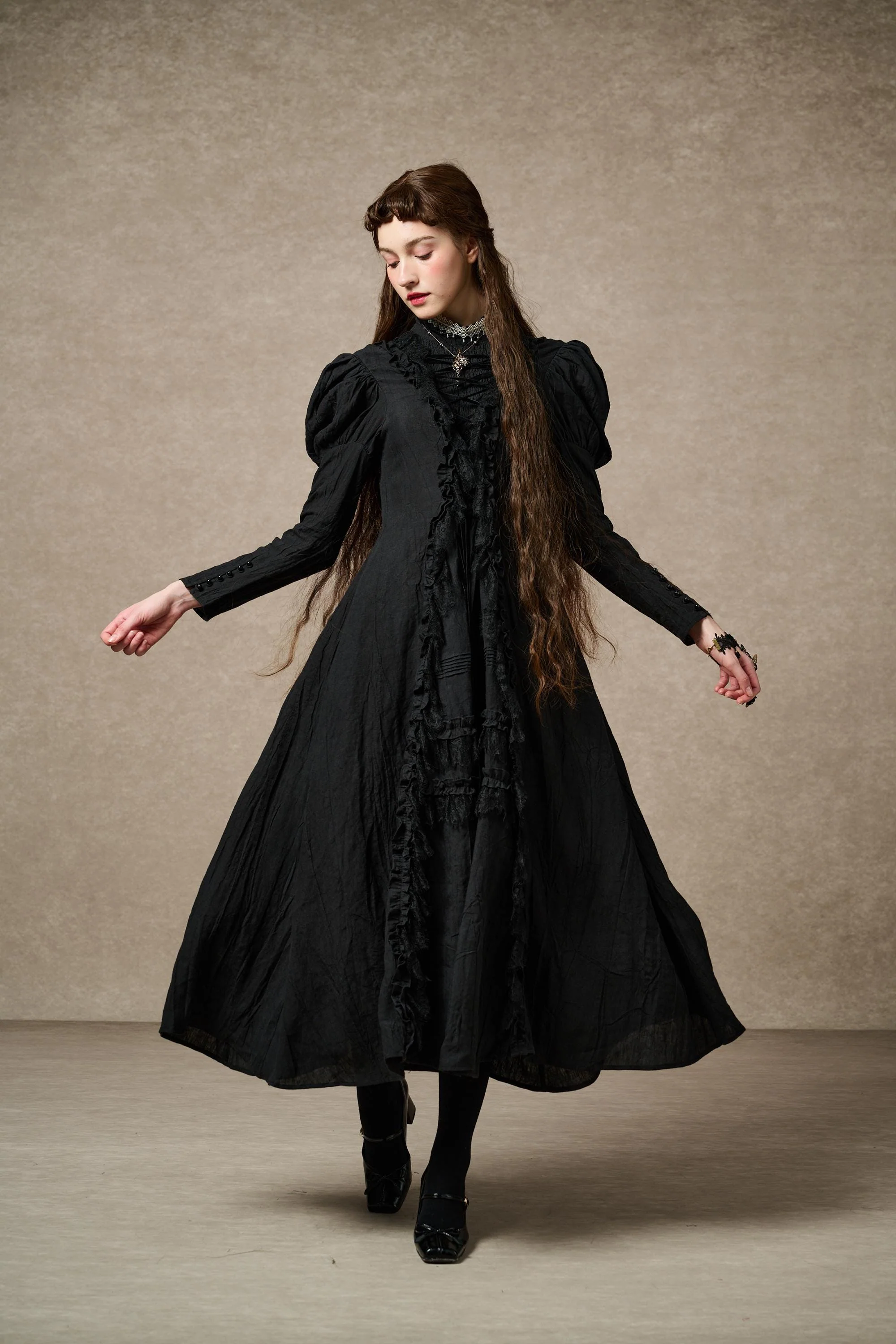 Elizabeth 15 | Victorian Linen Dress - Image 12