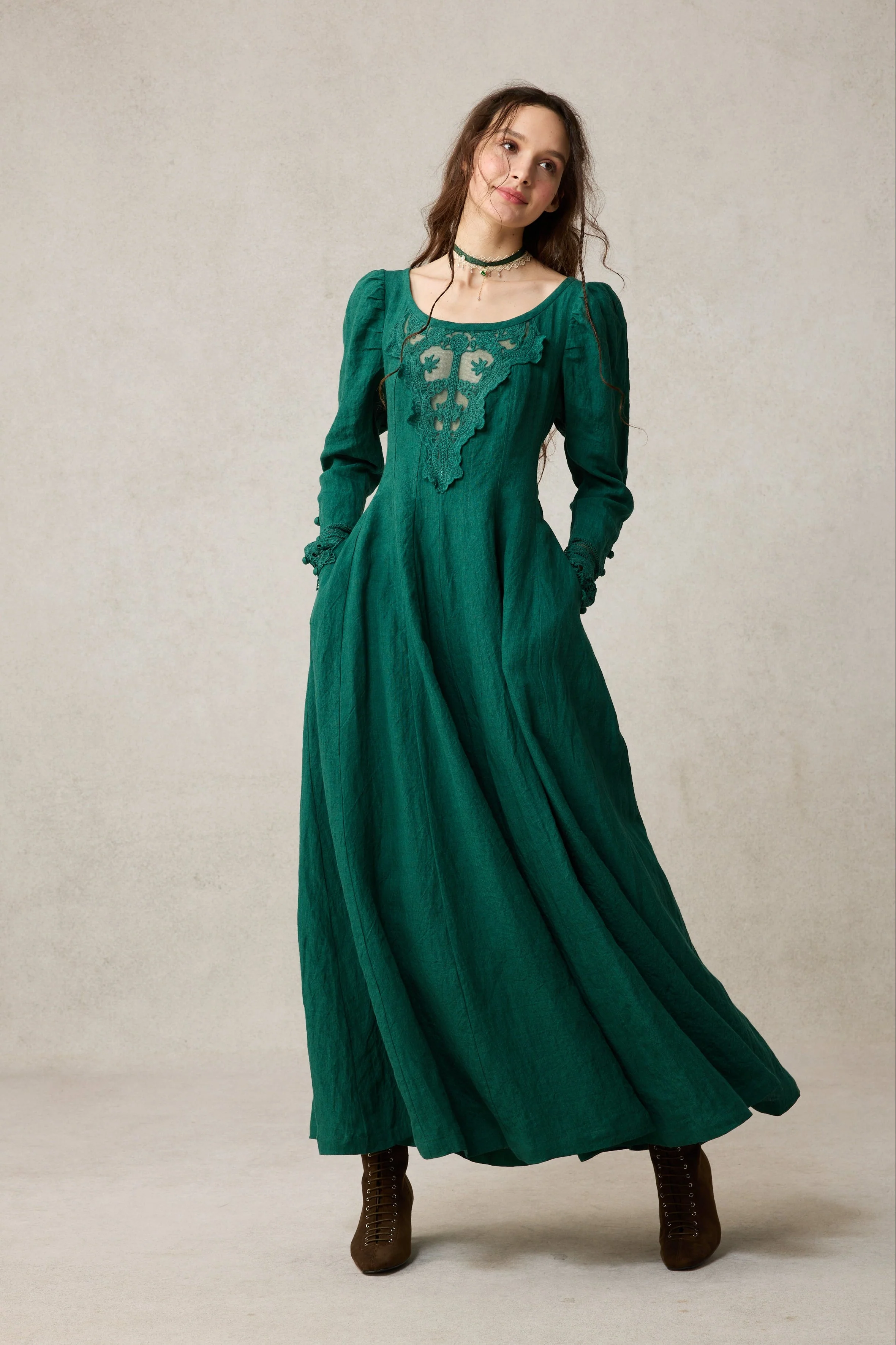 Azalea 23 | Linen Corset Evening Dress - Image 11