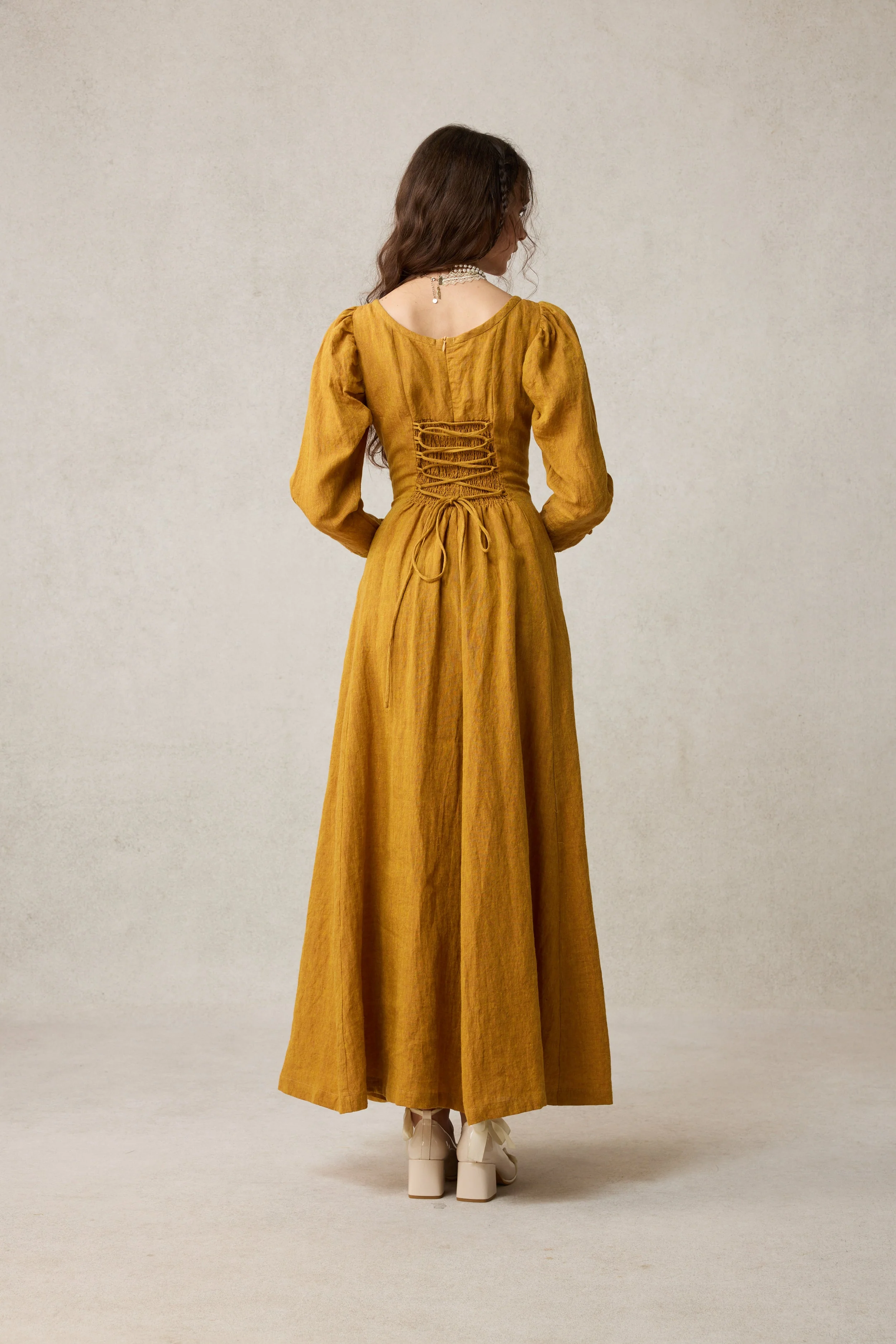Azalea 23 | Linen Corset Evening Dress - Image 8