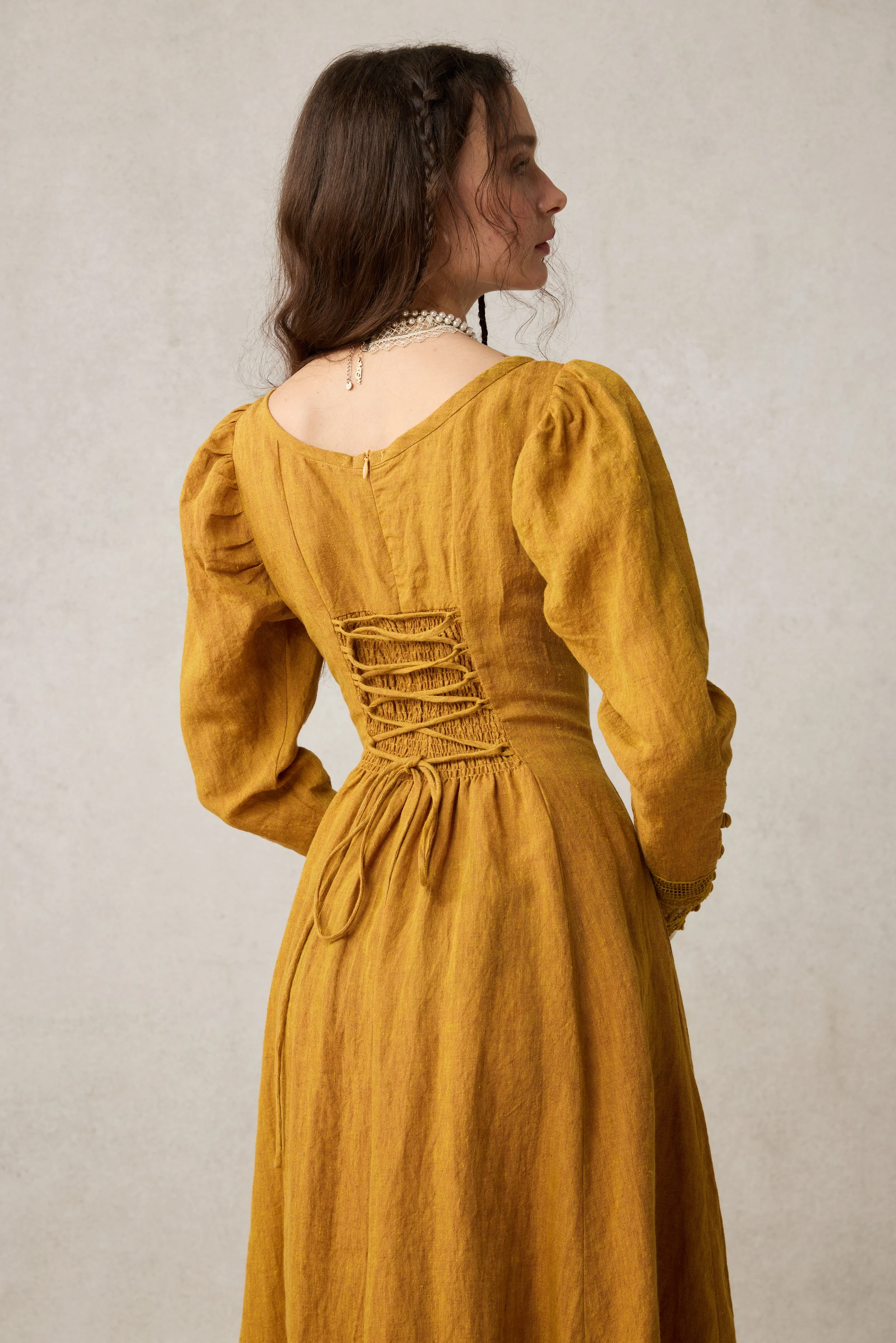 Azalea 23 | Linen Corset Evening Dress - Image 9