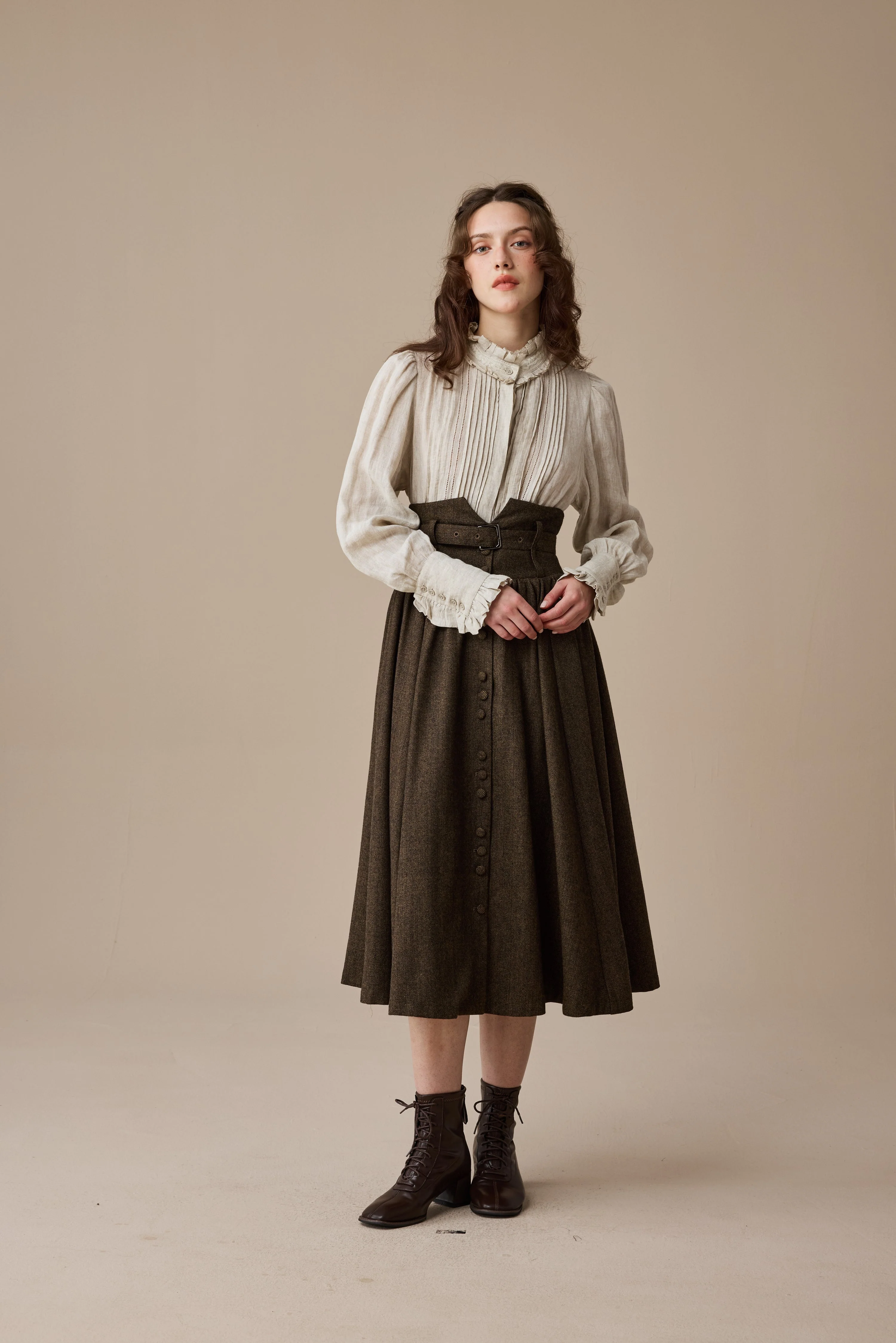 Bette 28 | Retro Belted Wool Skirt - Image 12