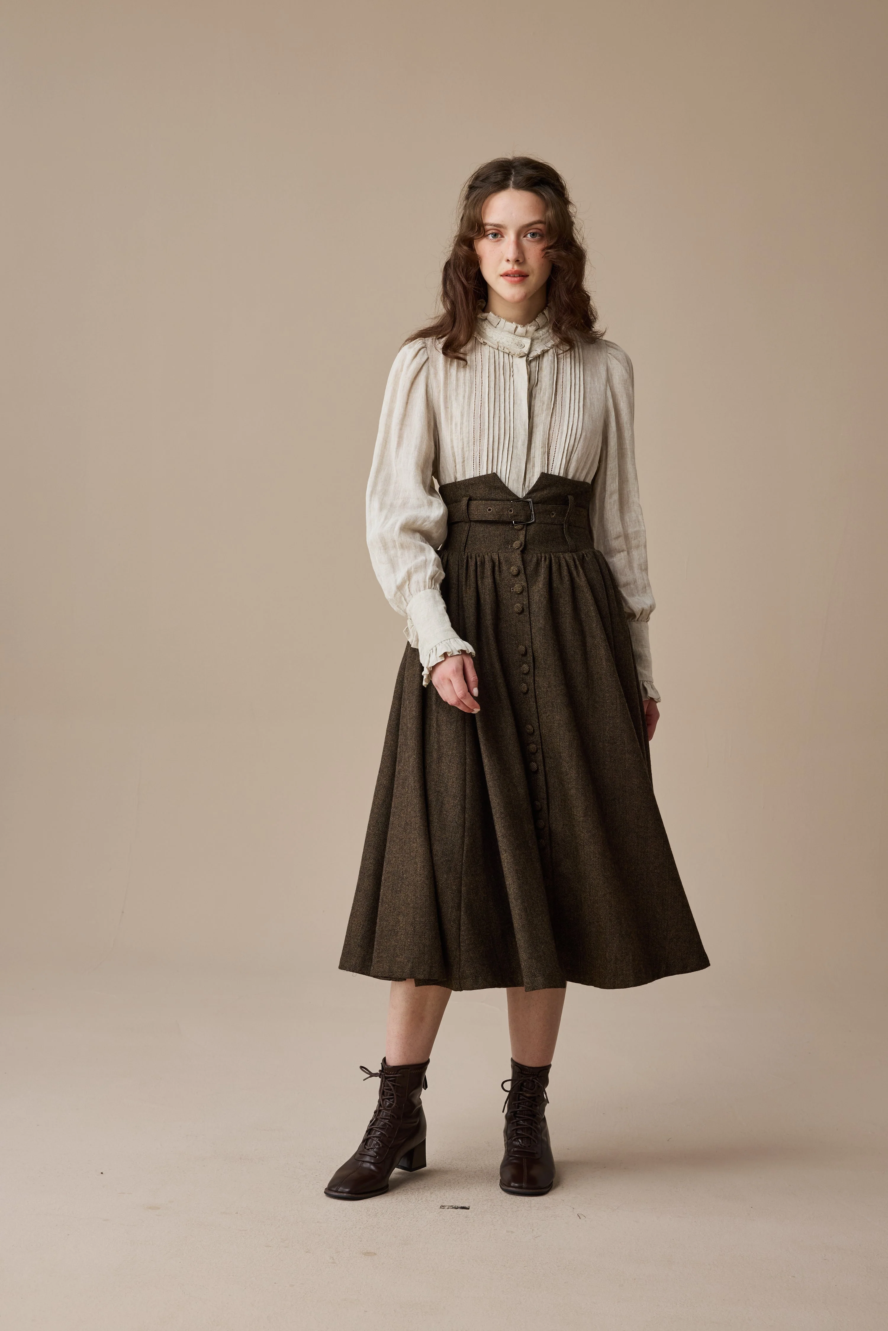 Bette 28 | Retro Belted Wool Skirt - Image 4