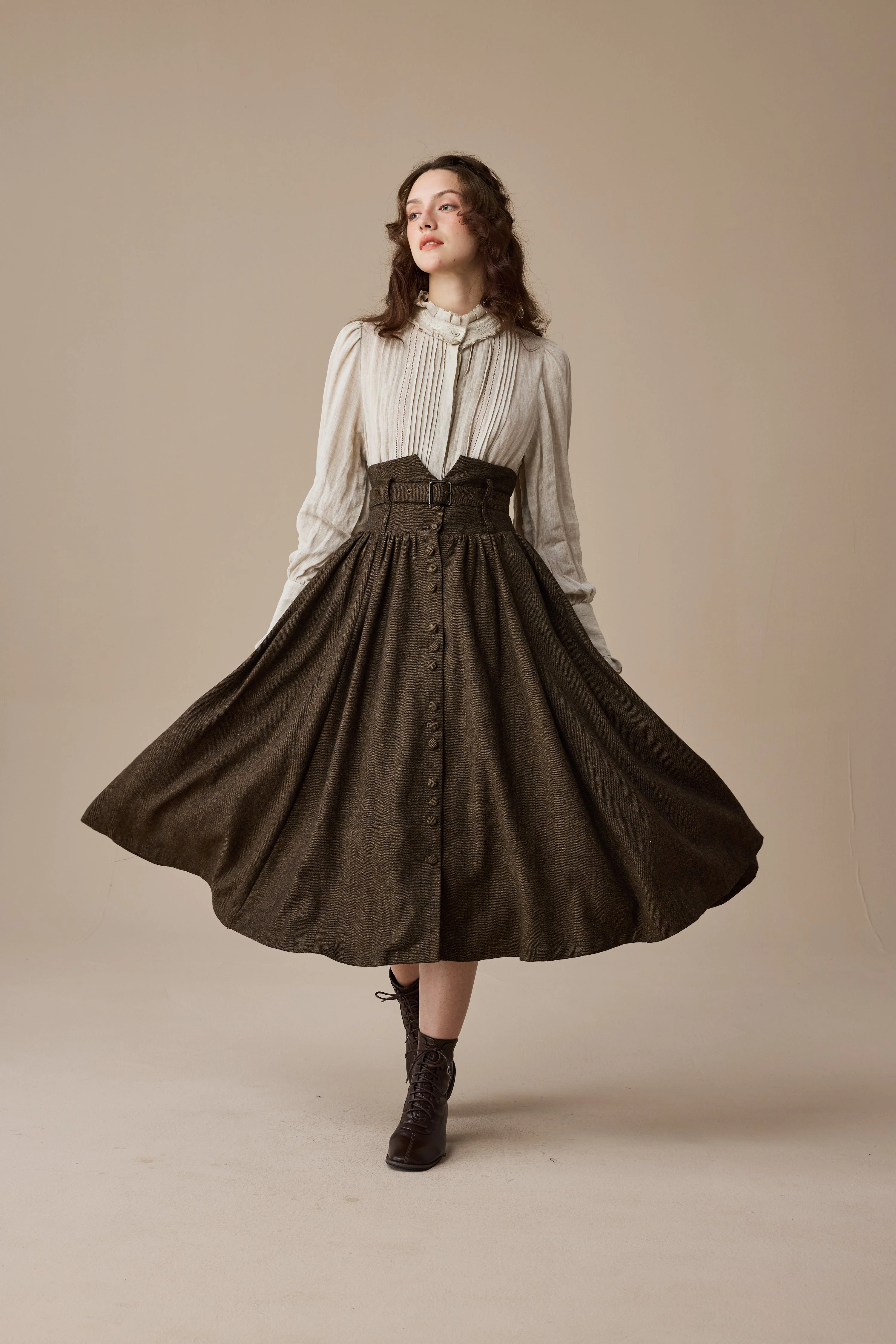 Bette 28 | Retro Belted Wool Skirt - Image 5