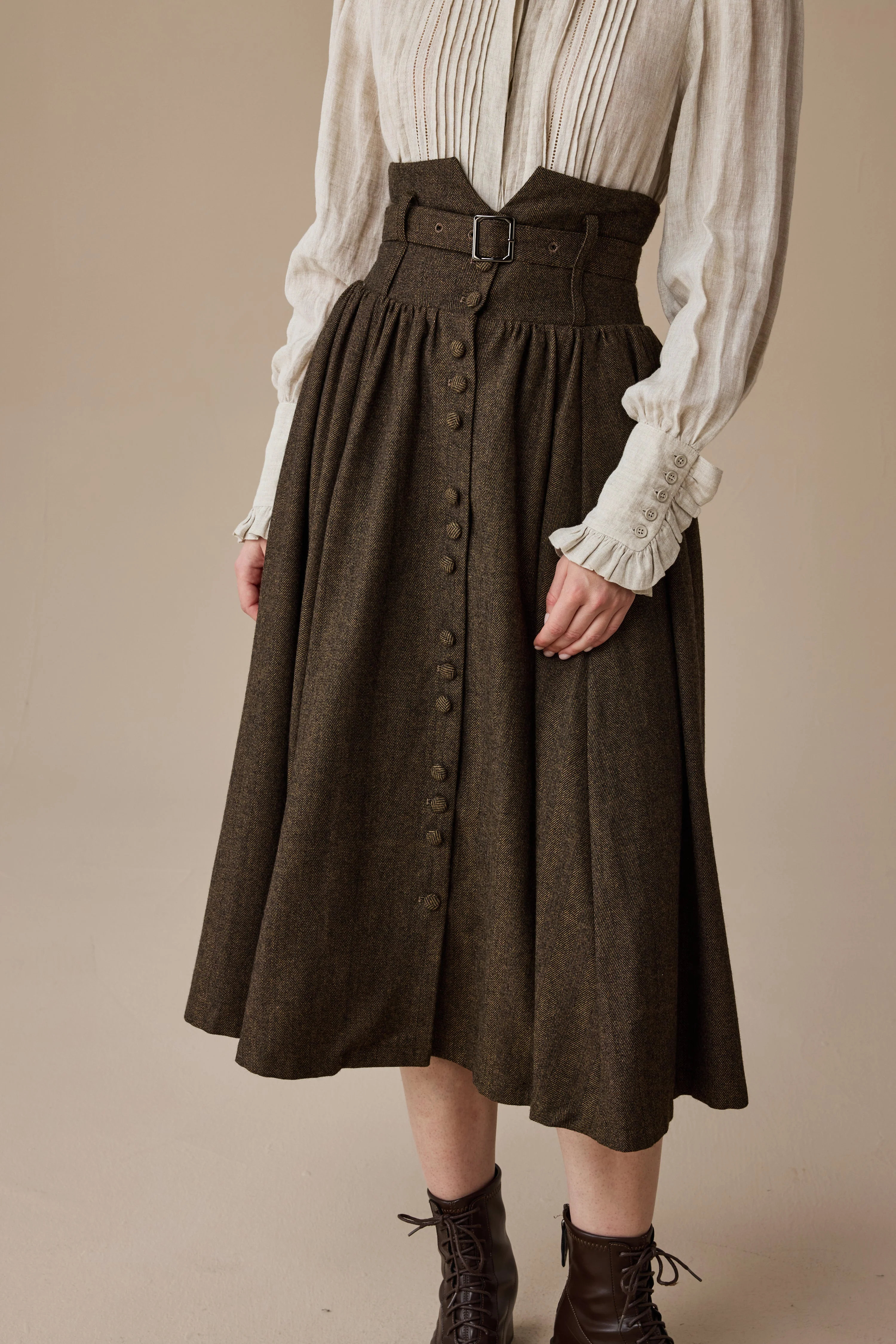 Bette 28 | Retro Belted Wool Skirt - Image 6