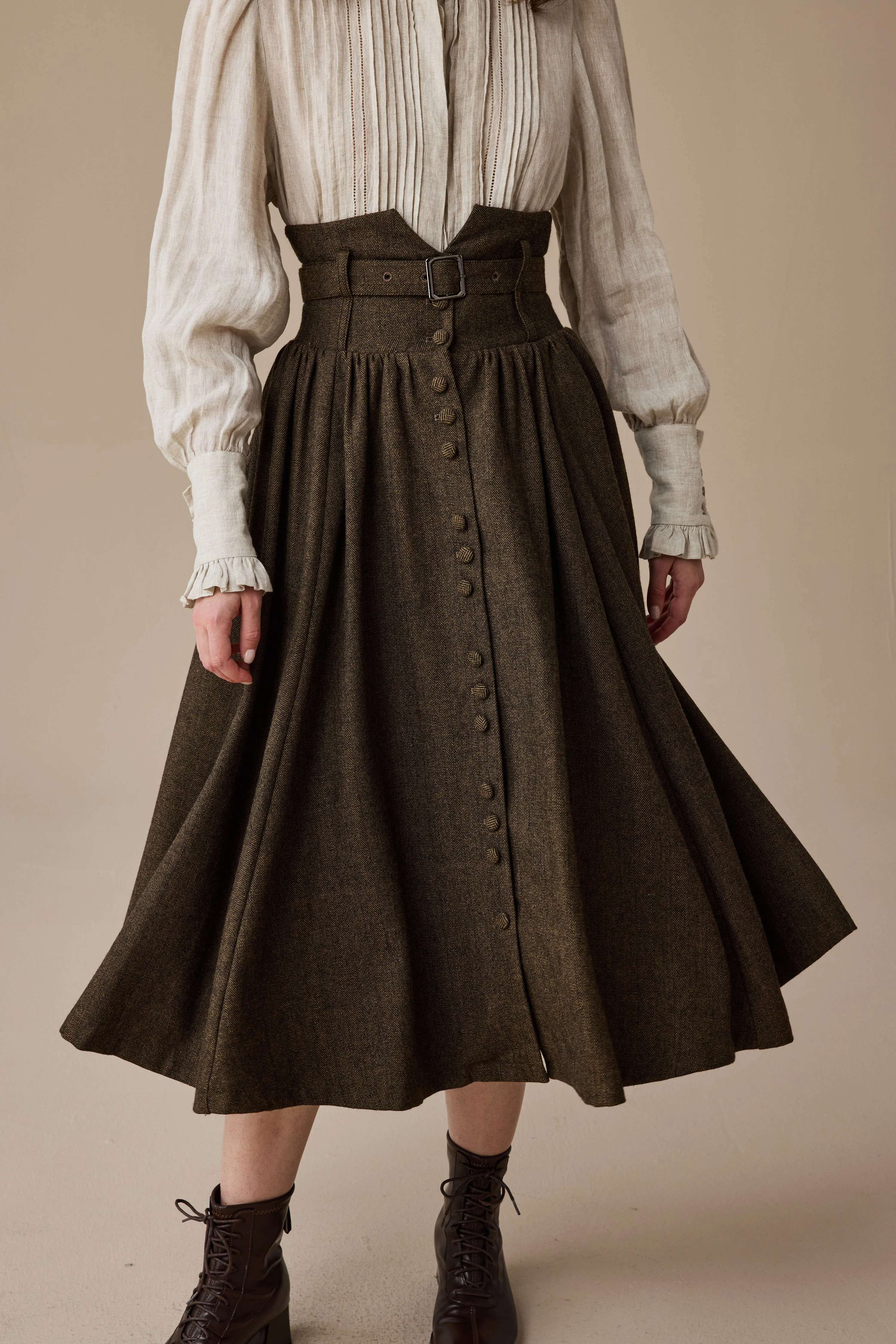 Bette 28 | Retro Belted Wool Skirt - Image 7