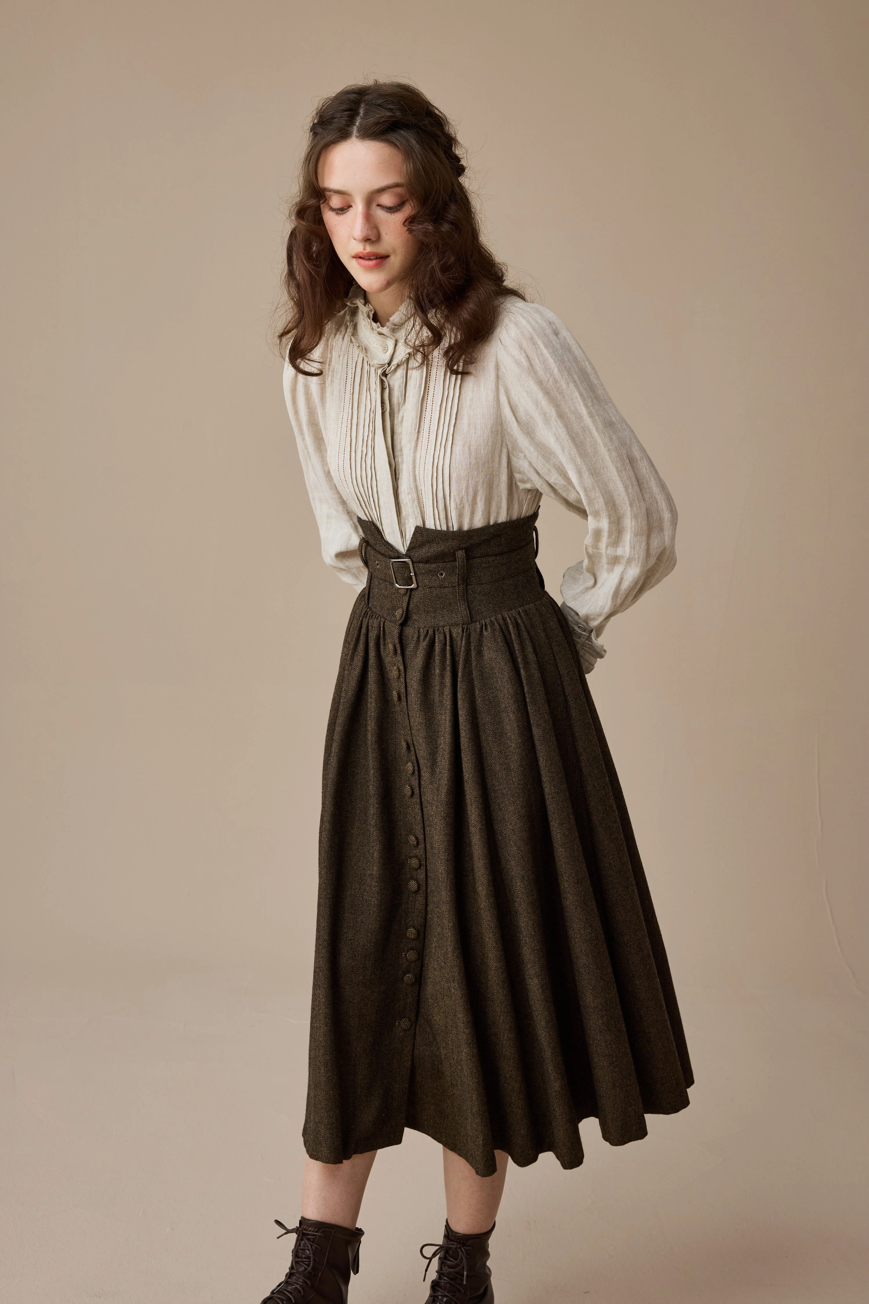 Bette 28 | Retro Belted Wool Skirt - Image 8