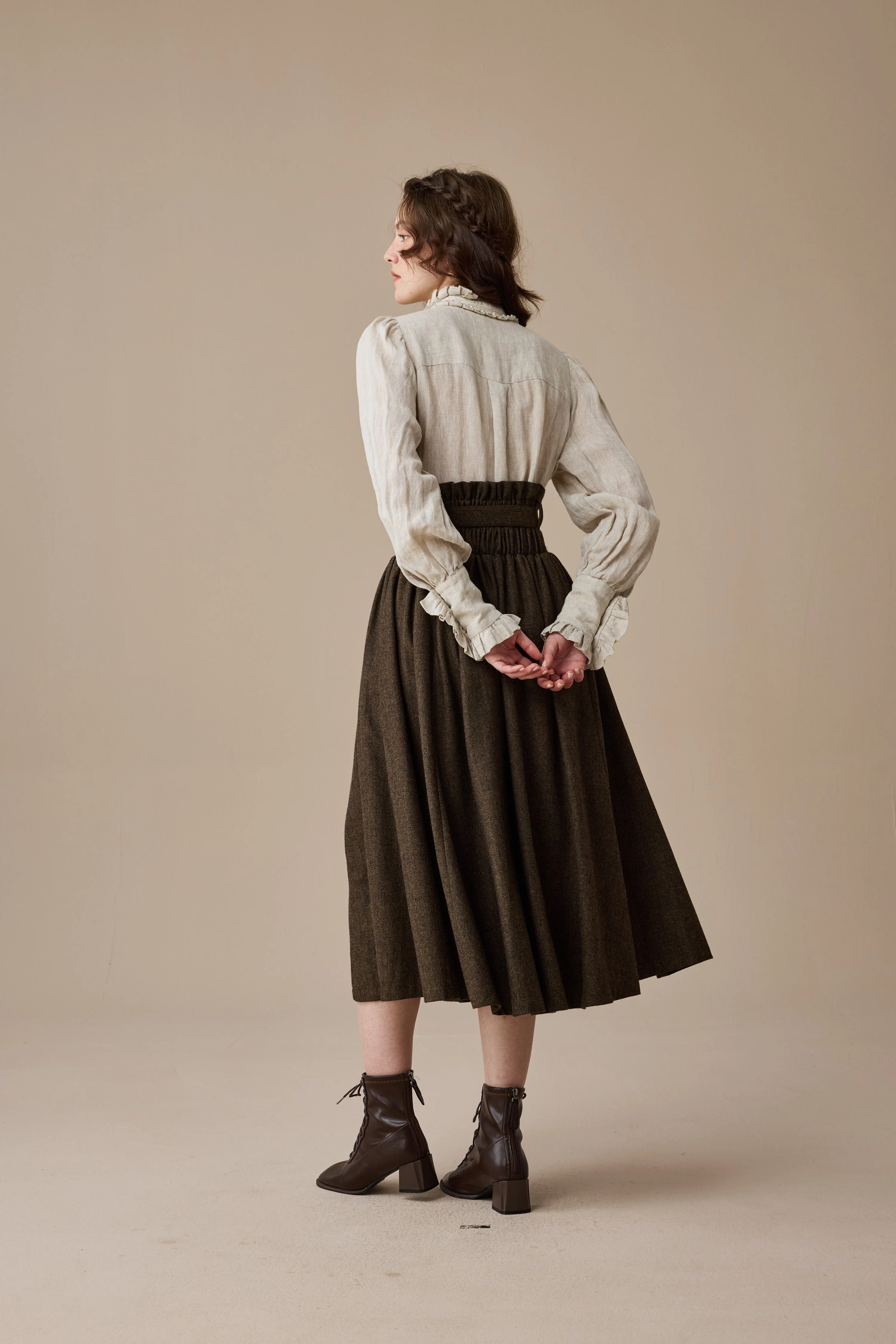 Bette 28 | Retro Belted Wool Skirt - Image 9