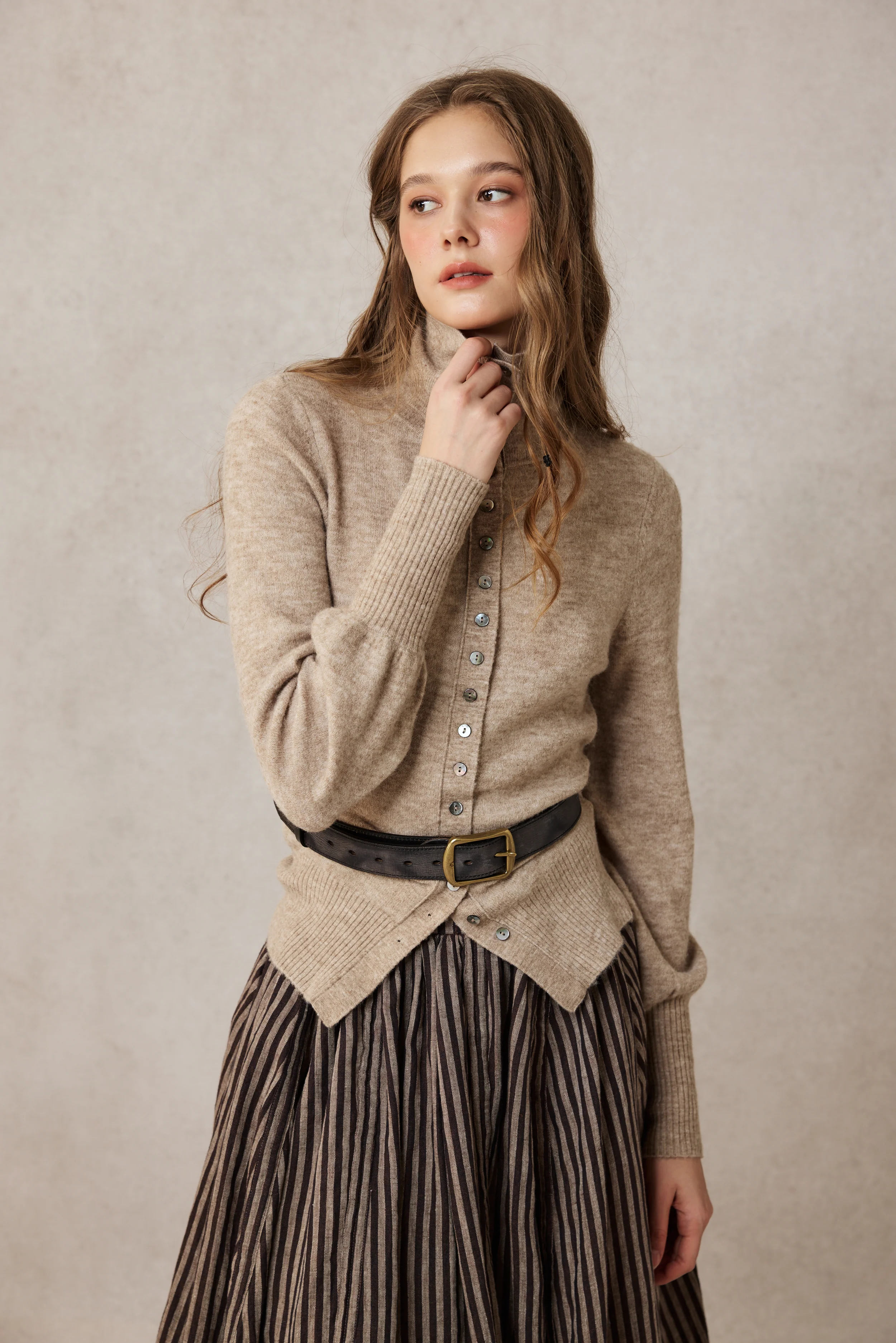 Camellia Bubble 22 | Drawstring Bubble Linen Skirt - Image 8