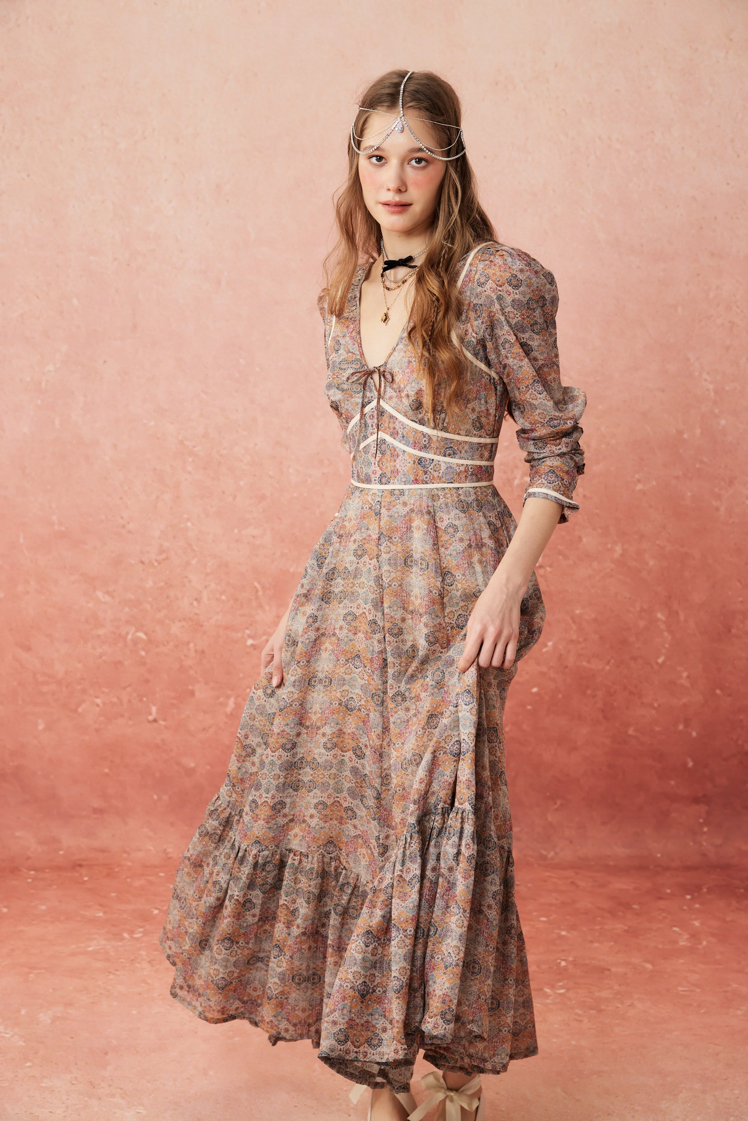 Chelse 19 |Longsleeved Linen Dress Gown - Image 12