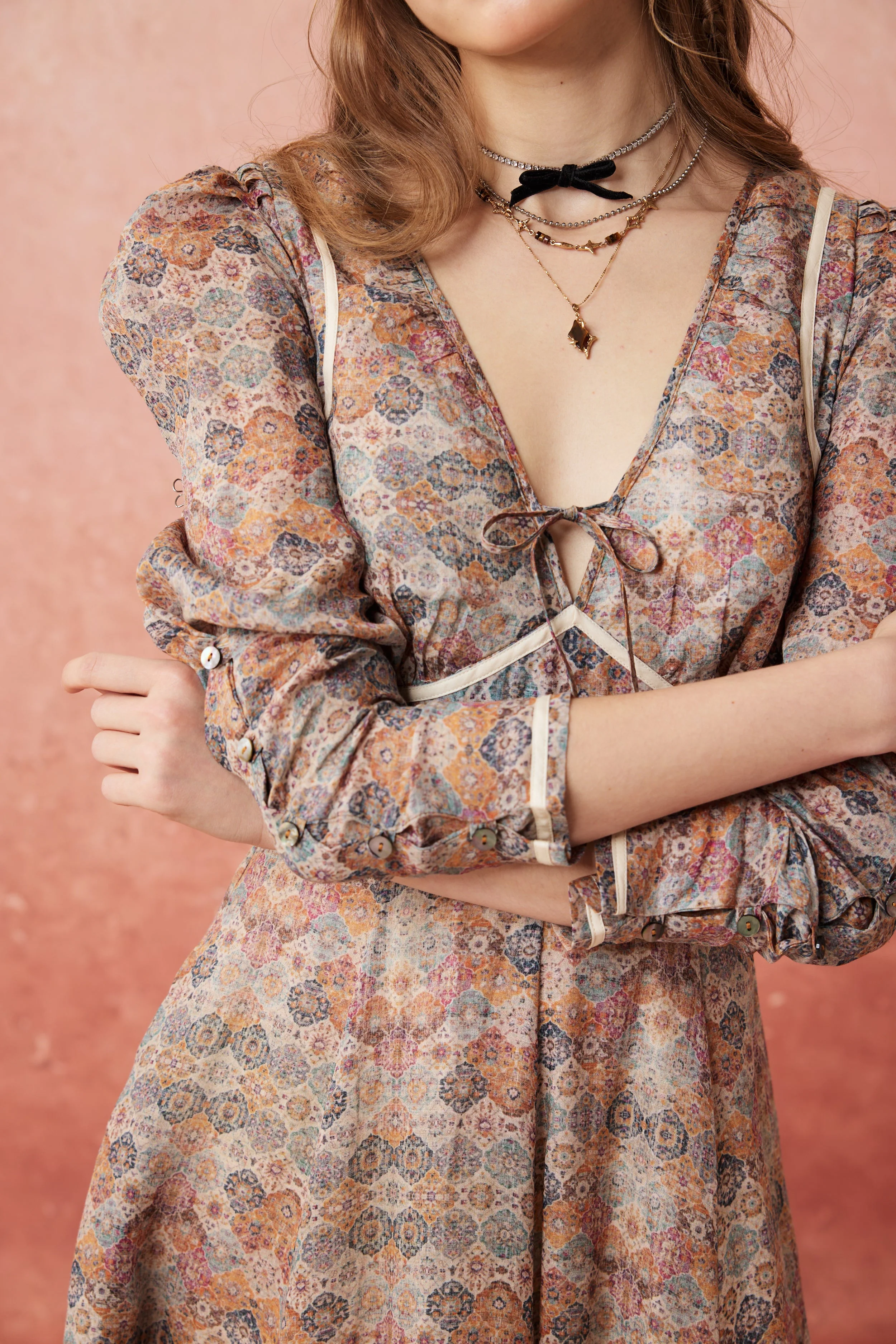 Chelse 19 |Longsleeved Linen Dress Gown - Image 15