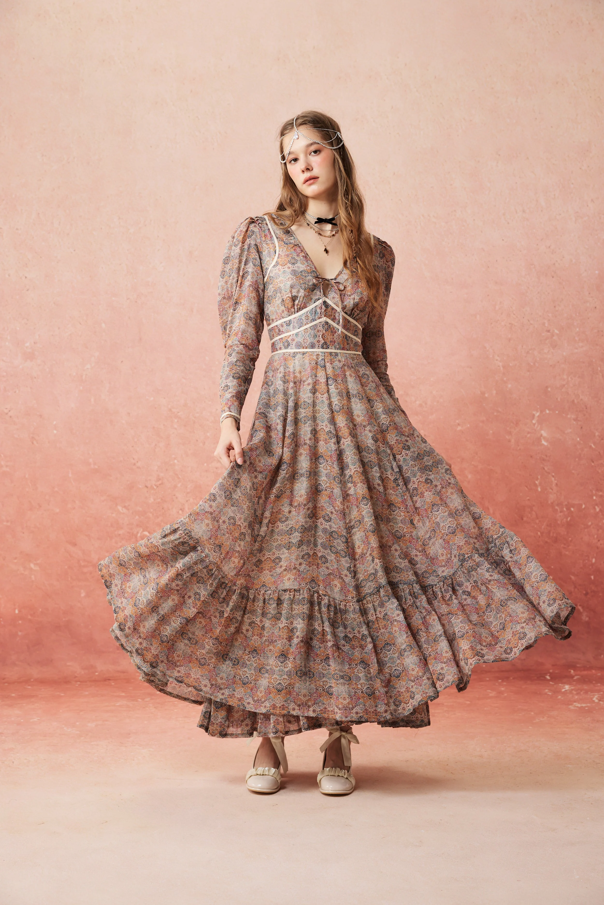 Chelse 19 |Longsleeved Linen Dress Gown - Image 18