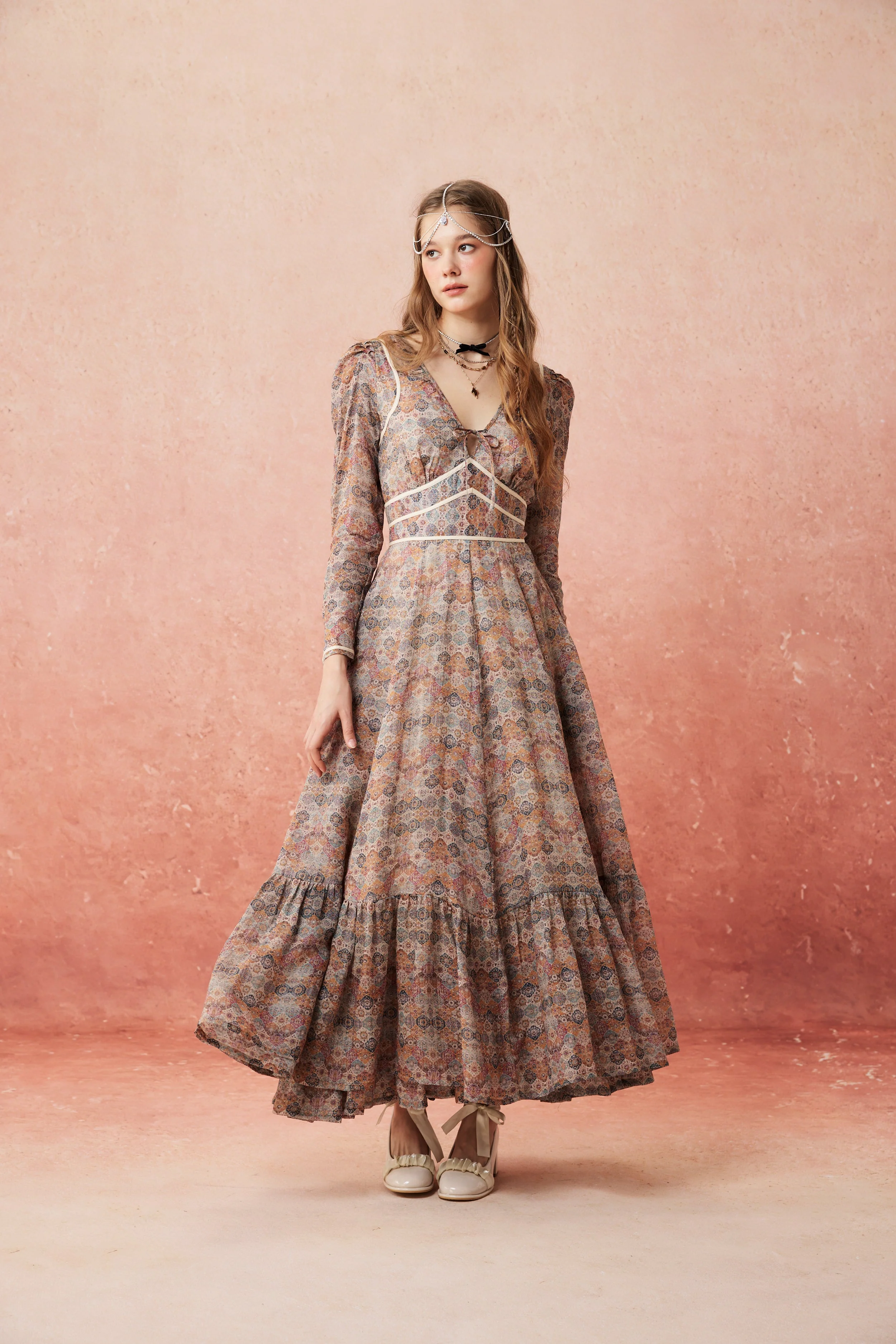 Chelse 19 |Longsleeved Linen Dress Gown - Image 19