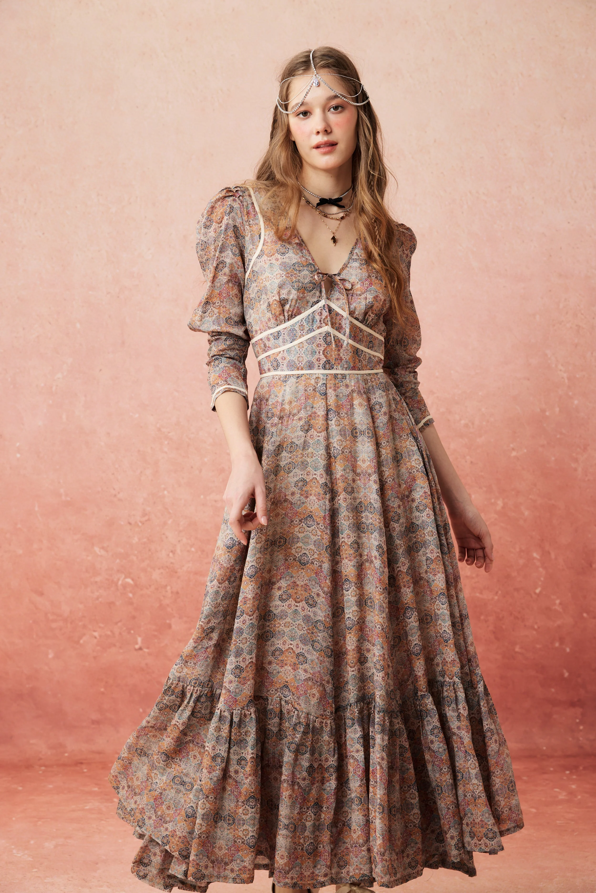 Chelse 19 |Longsleeved Linen Dress Gown - Image 3