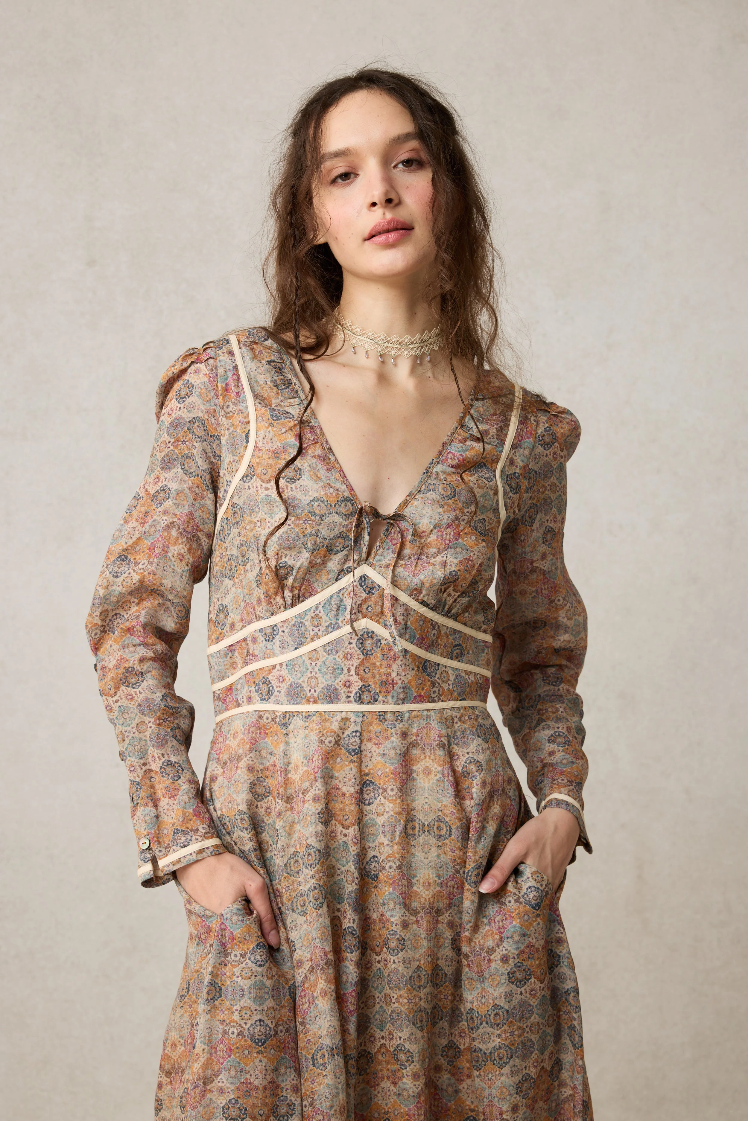 Chelse 19 |Longsleeved Linen Dress Gown - Image 30
