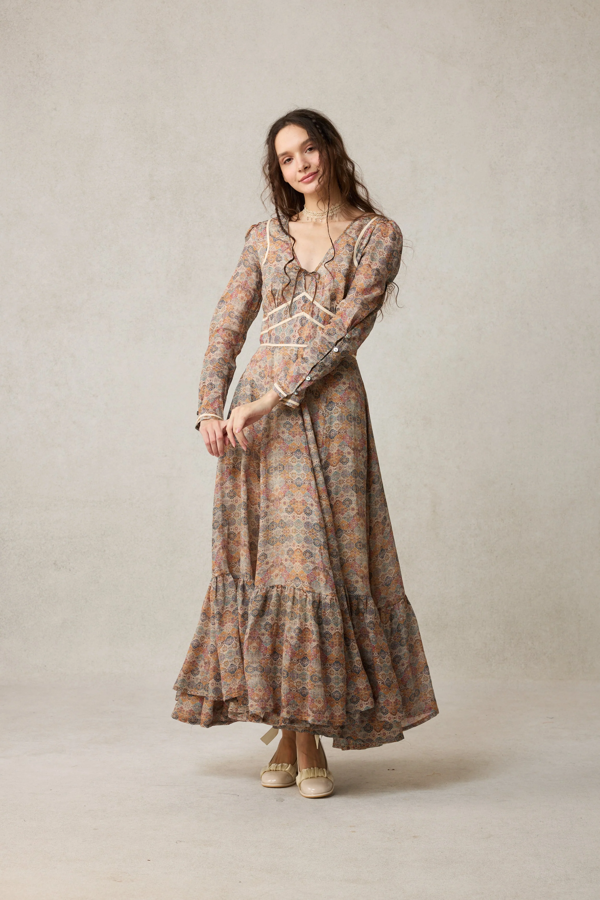 Chelse 19 |Longsleeved Linen Dress Gown - Image 32