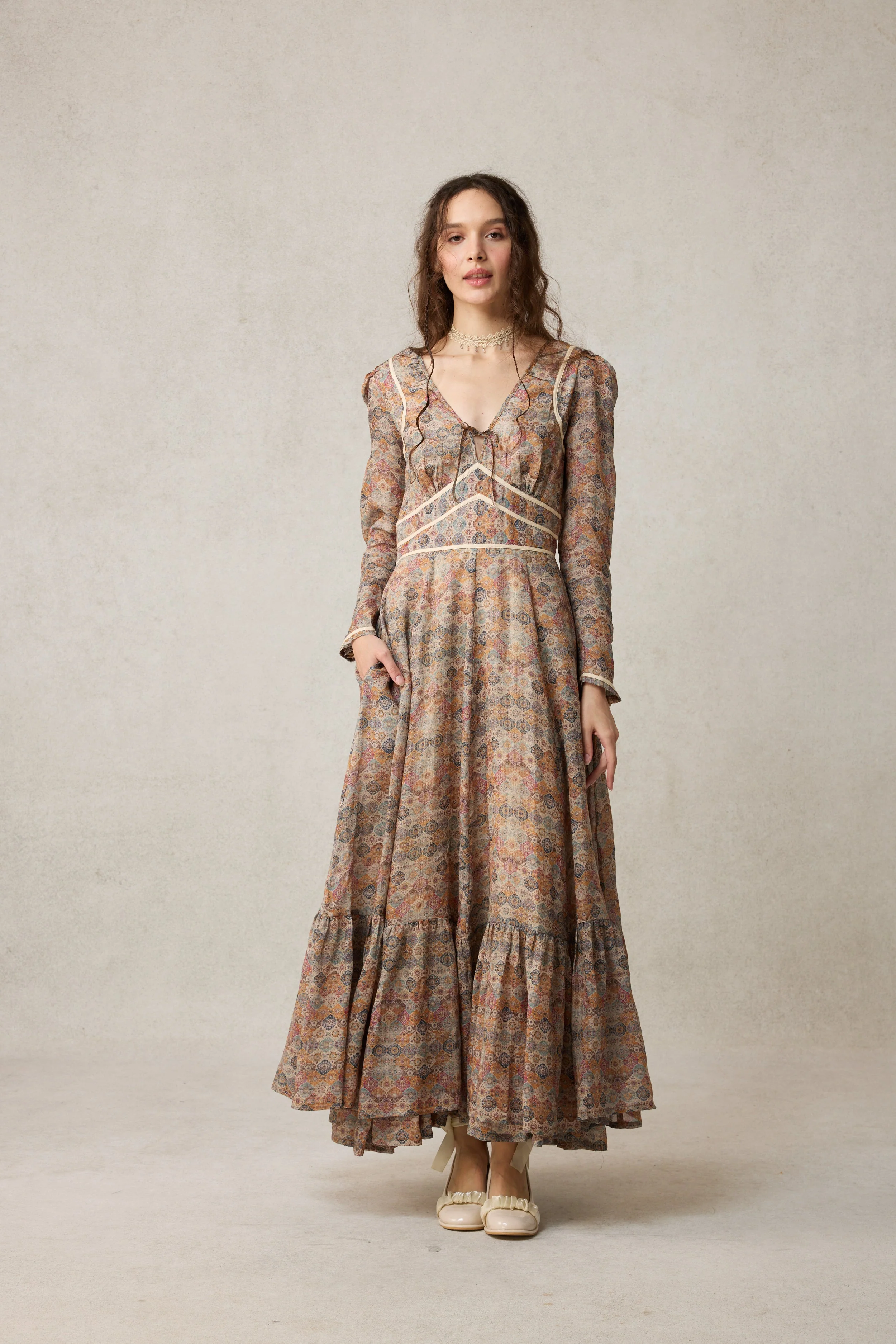 Chelse 19 |Longsleeved Linen Dress Gown - Image 36
