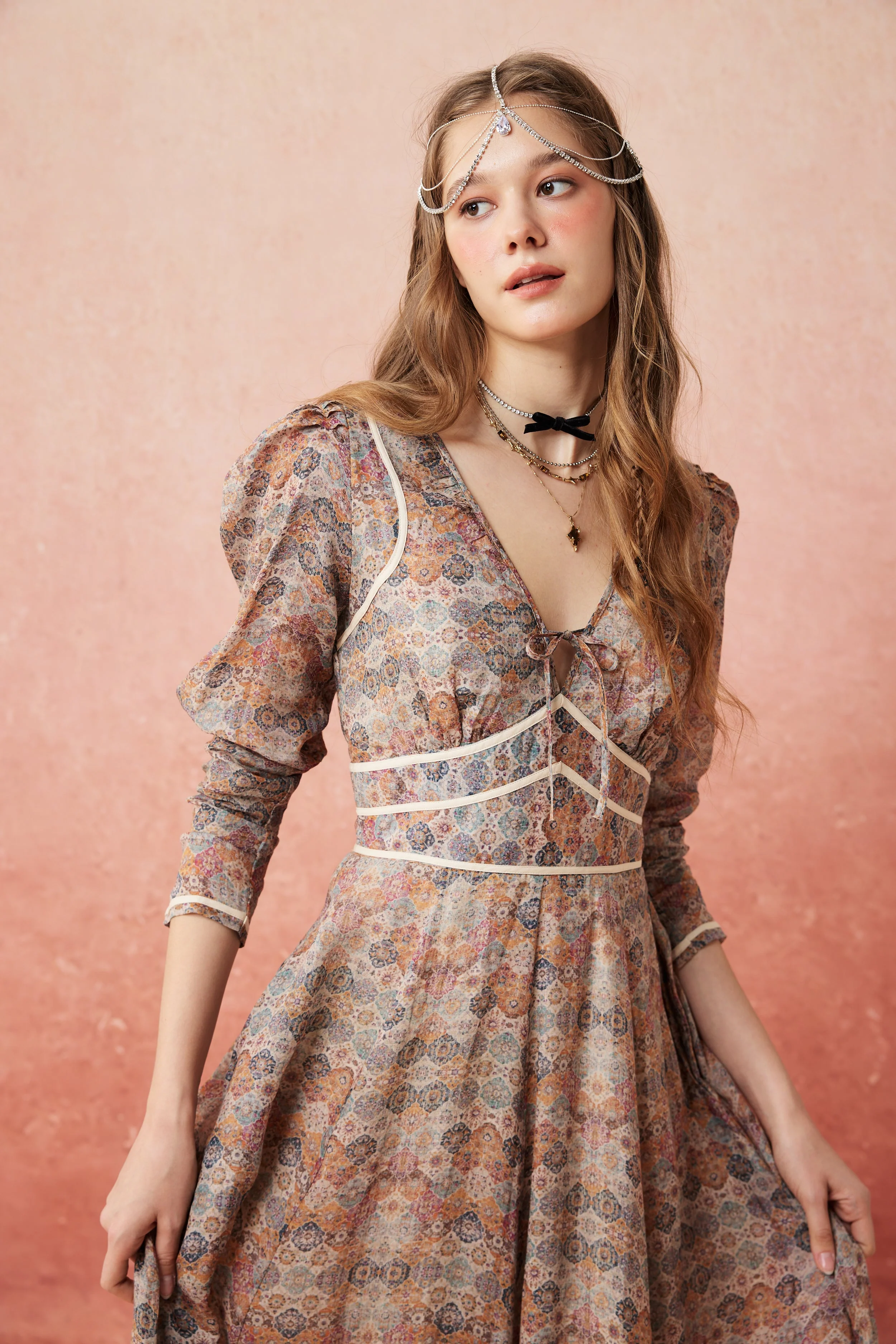 Chelse 19 |Longsleeved Linen Dress Gown - Image 4
