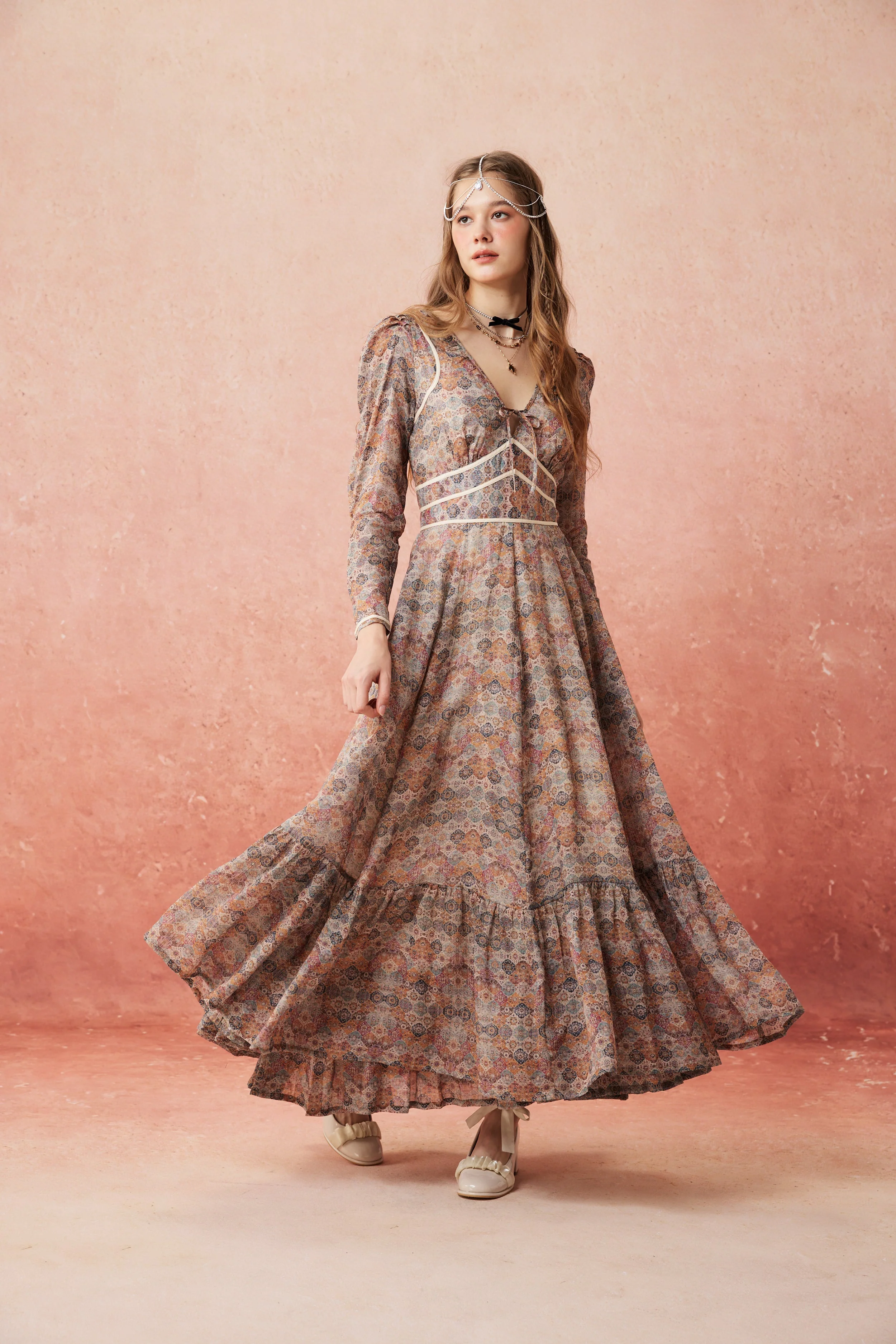 Chelse 19 |Longsleeved Linen Dress Gown - Image 9