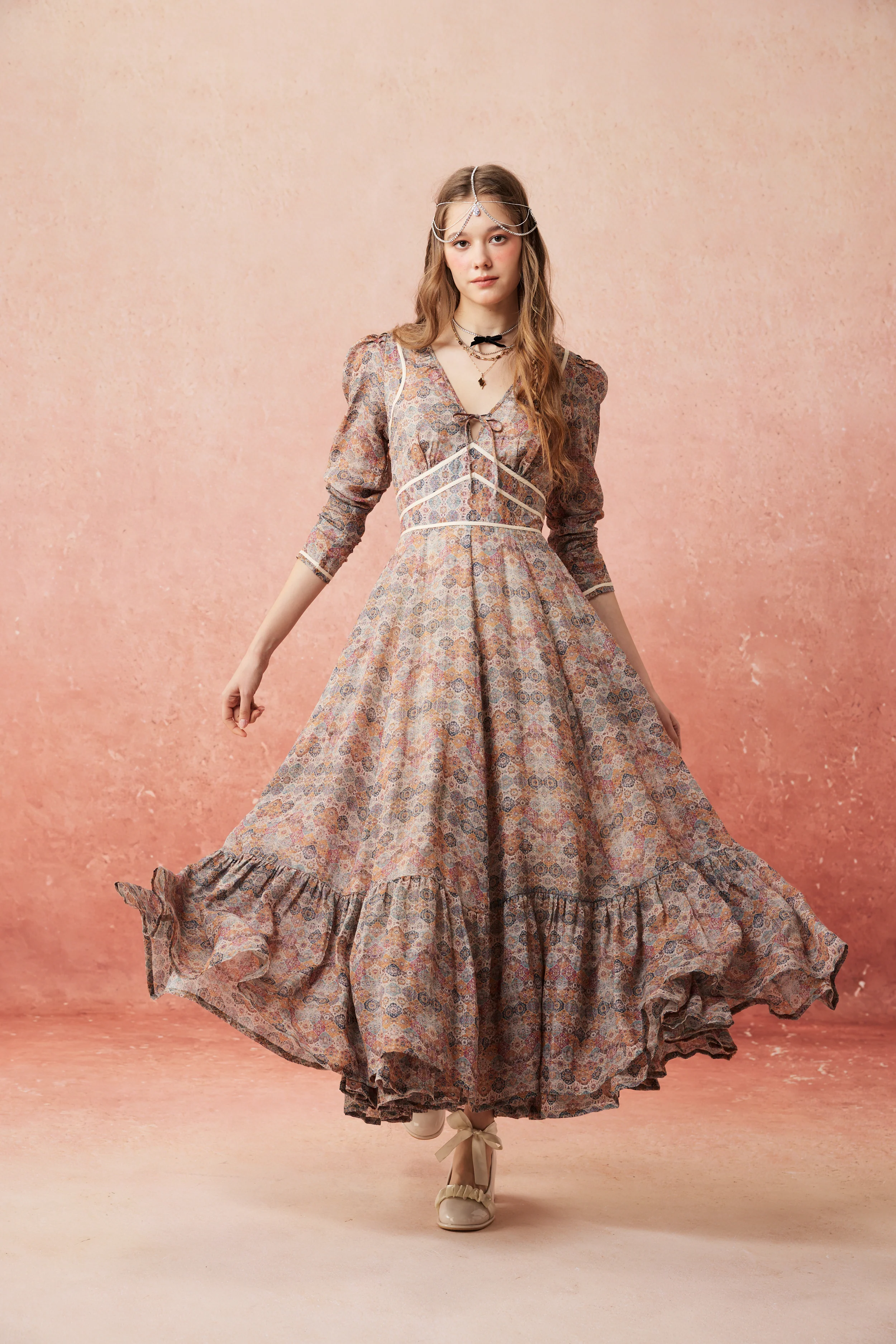 Chelse 19 |Longsleeved Linen Dress Gown - Image 14