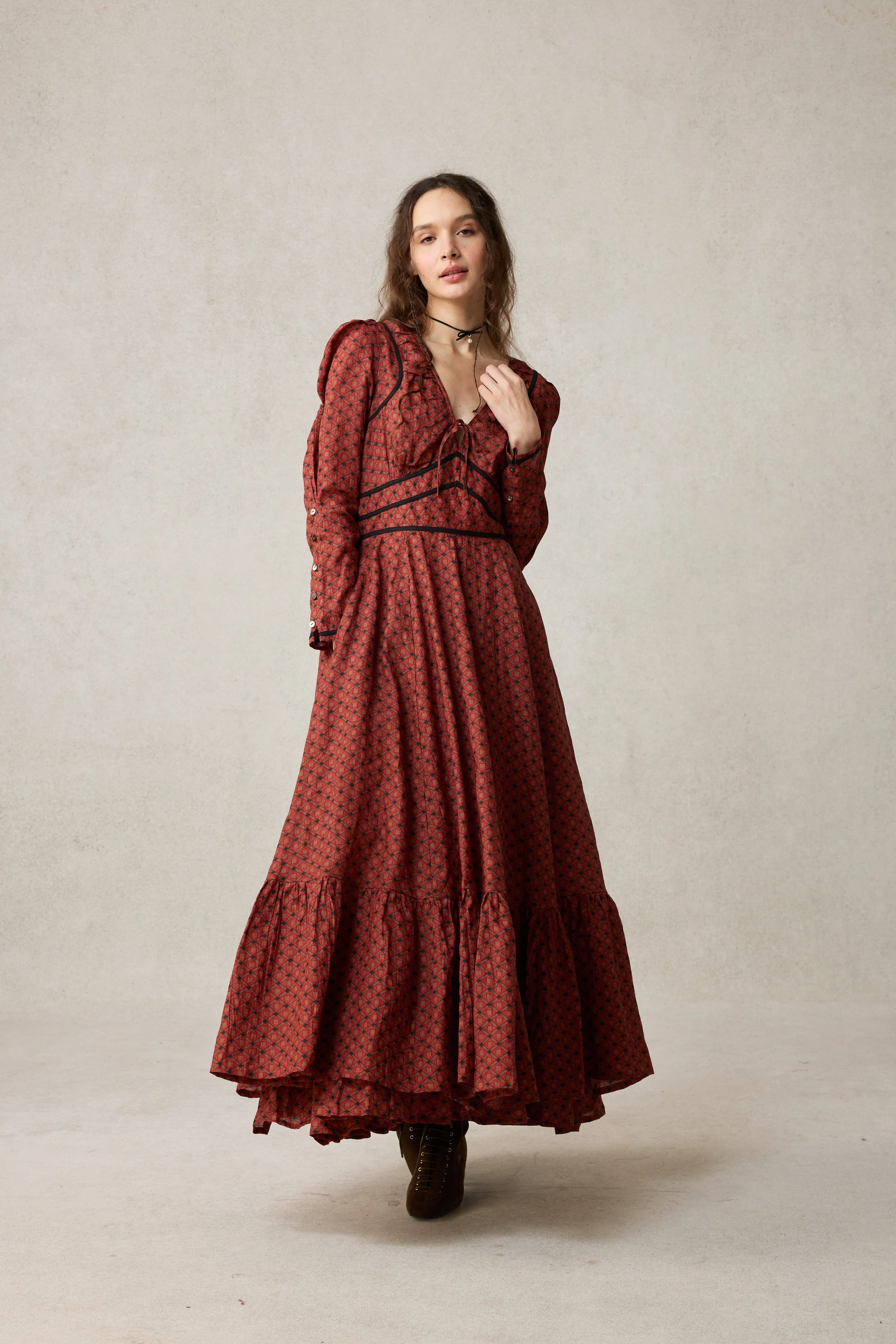 Chelse 19 |Longsleeved Linen Dress Gown - Image 19