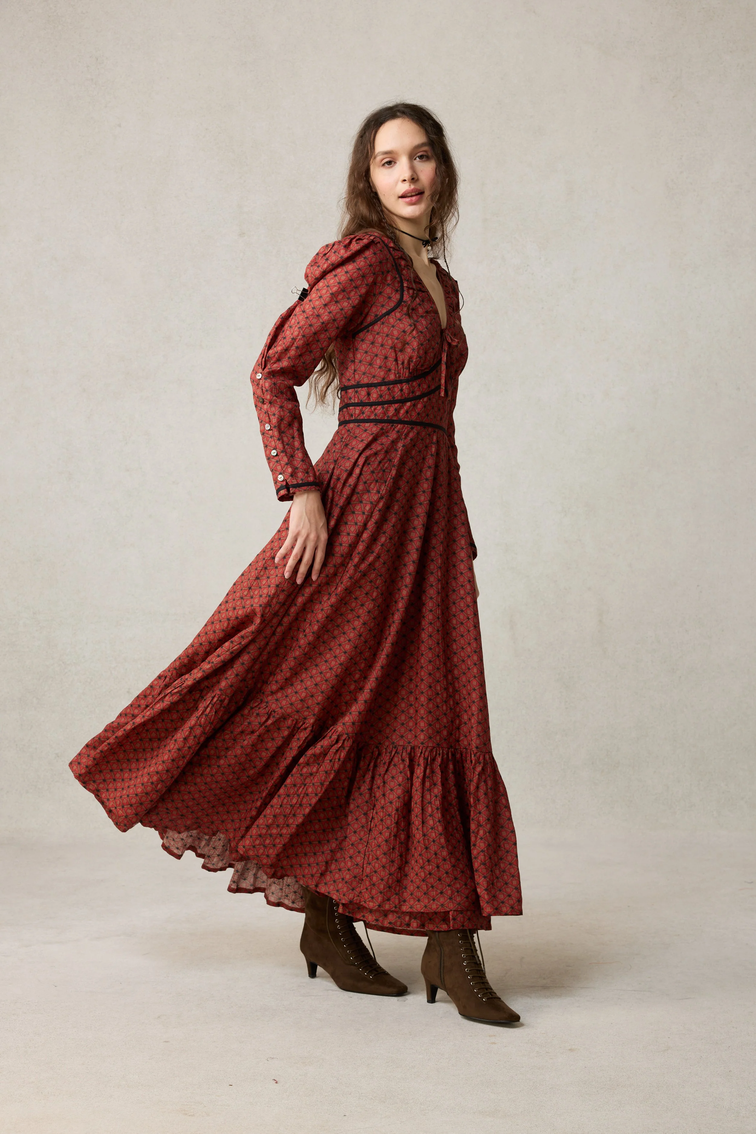 Chelse 19 |Longsleeved Linen Dress Gown - Image 20