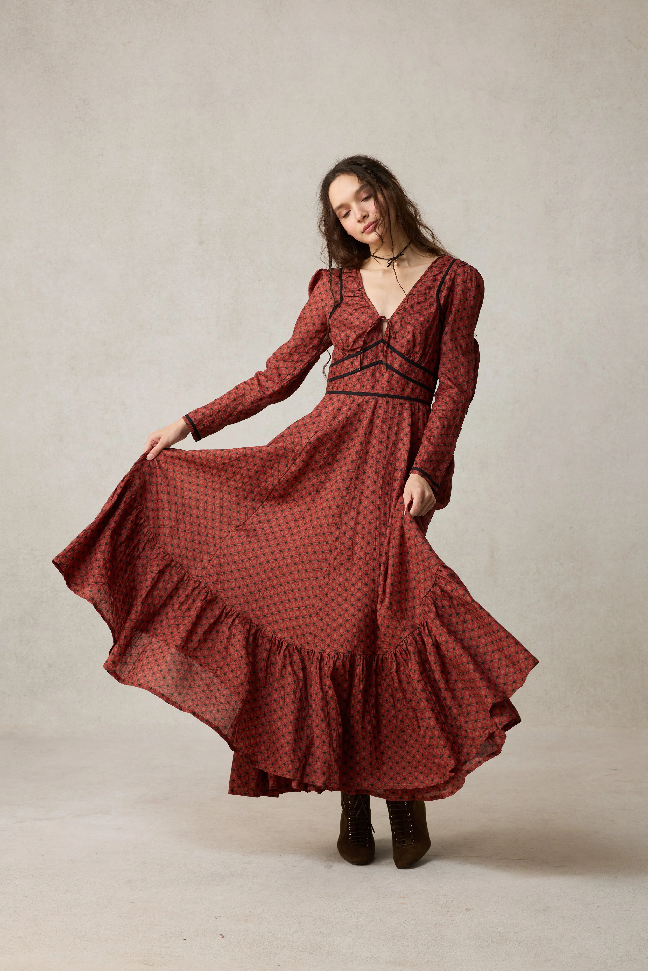 Chelse 19 |Longsleeved Linen Dress Gown - Image 25