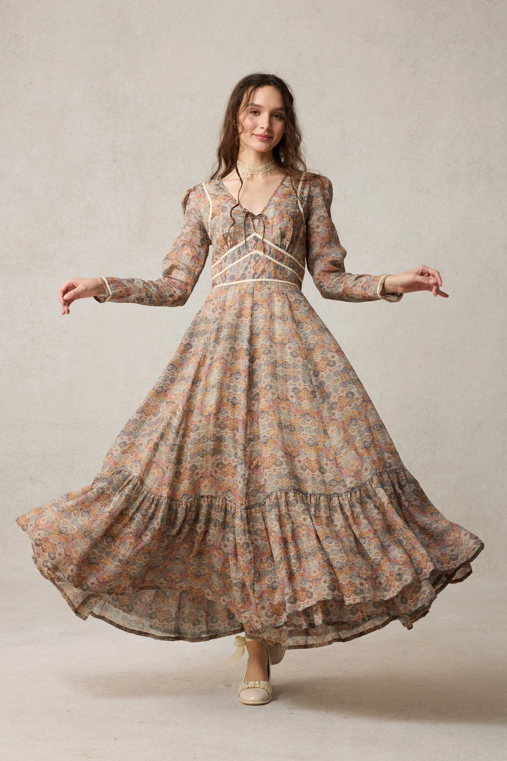 Chelse 19 |Longsleeved Linen Dress Gown - Image 29