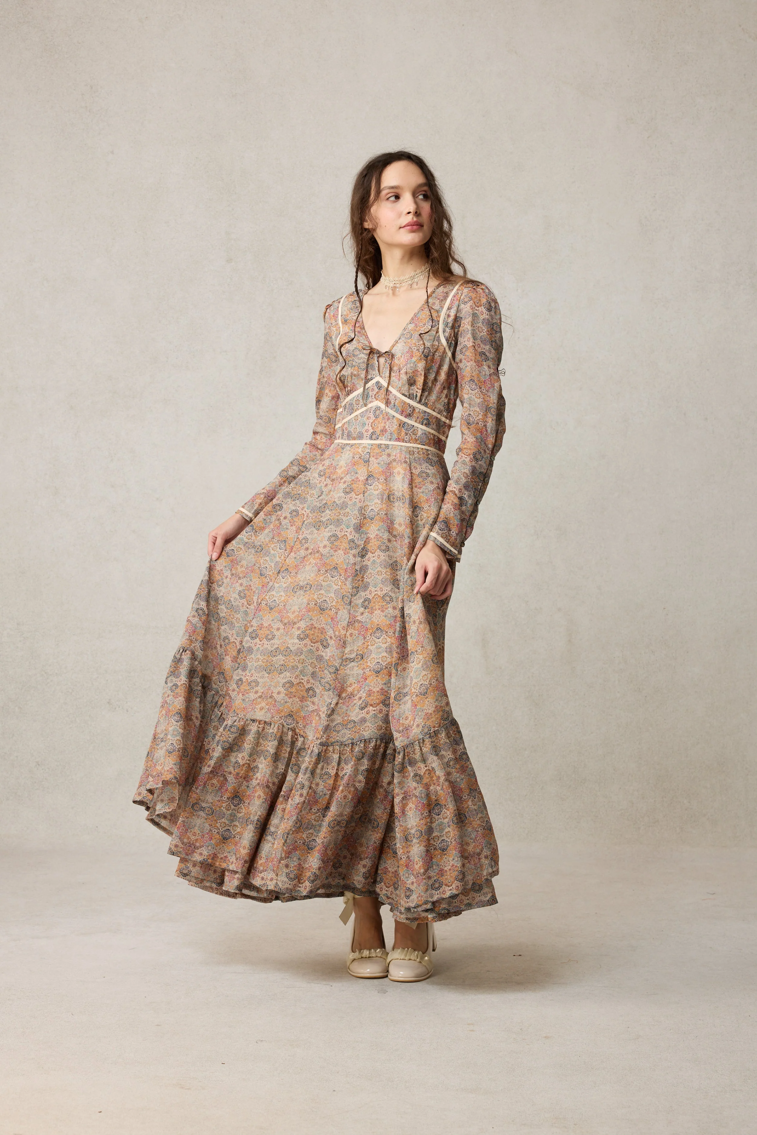 Chelse 19 |Longsleeved Linen Dress Gown - Image 30