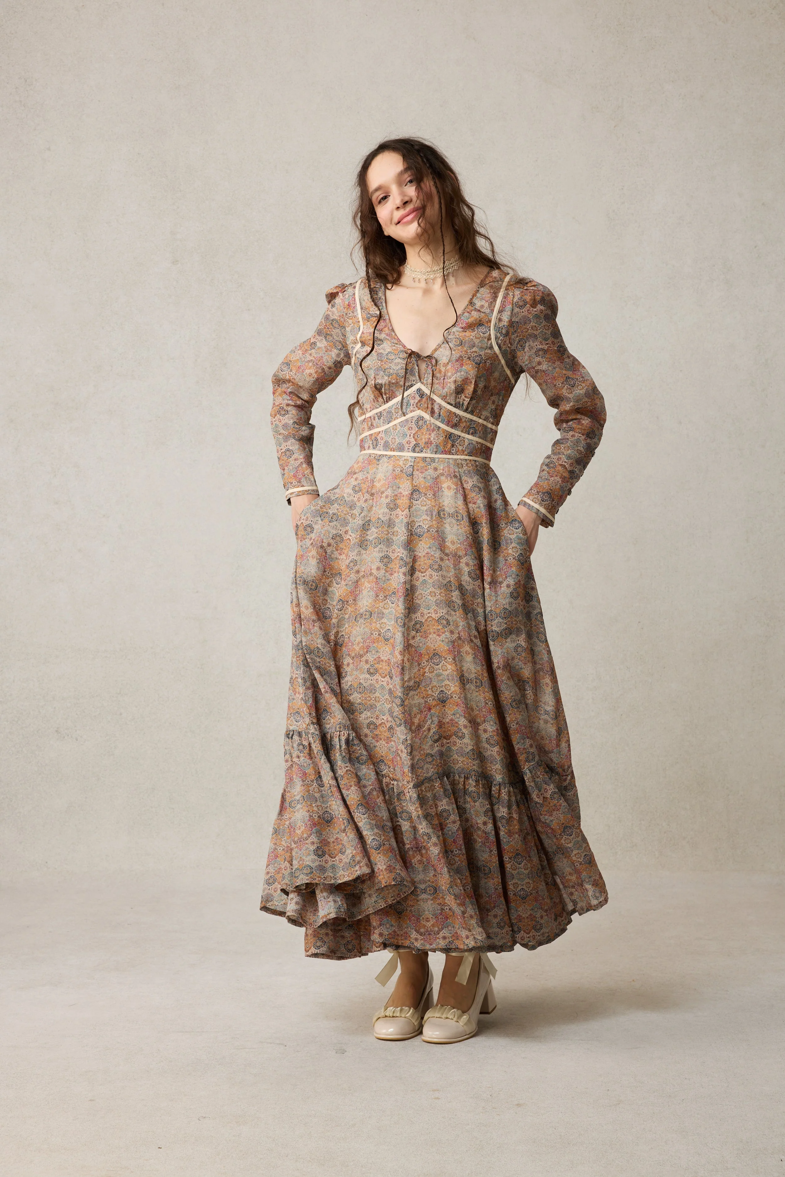 Chelse 19 |Longsleeved Linen Dress Gown - Image 31