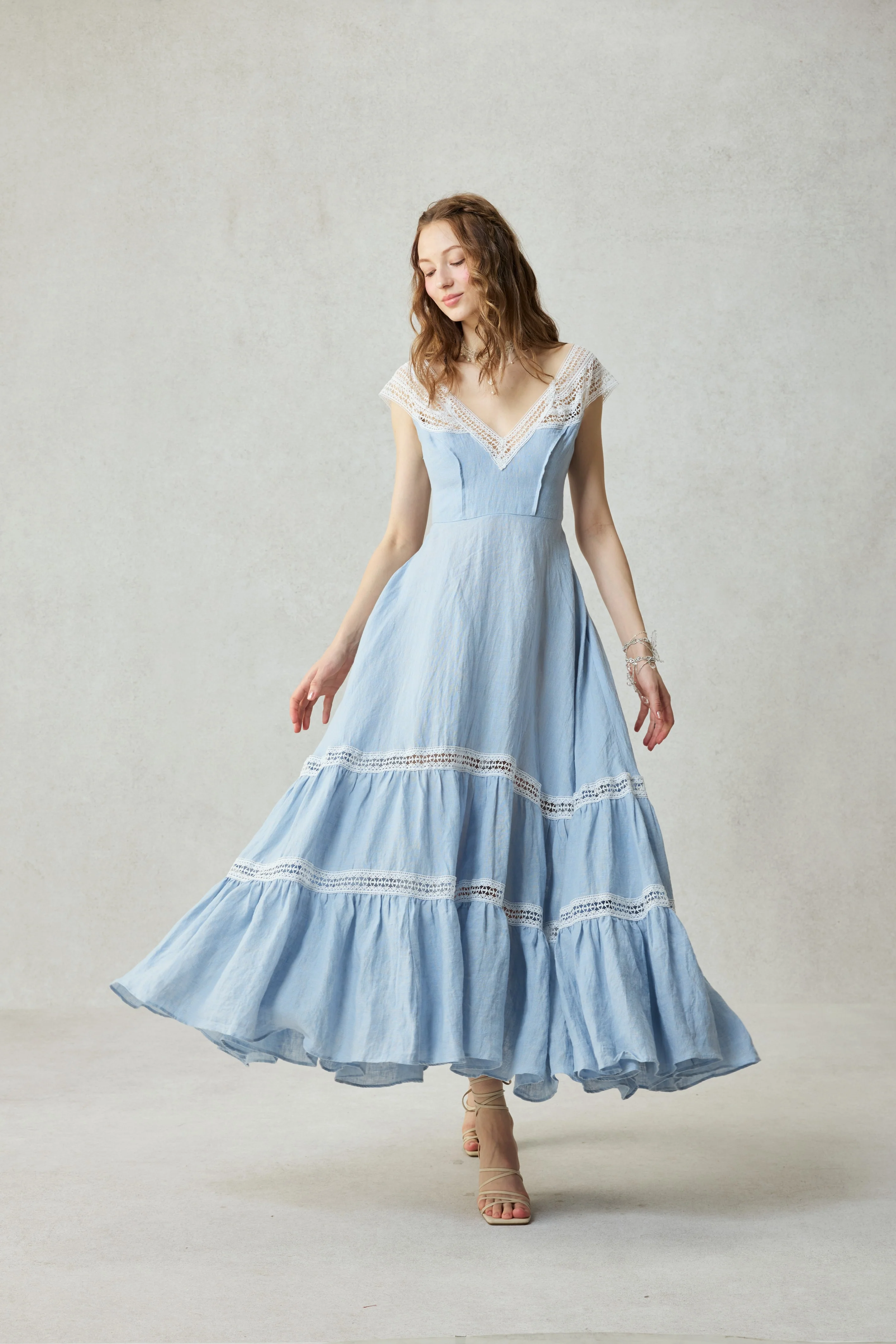 Cherry Tree 25 | Lace Linen flared dress - Image 31