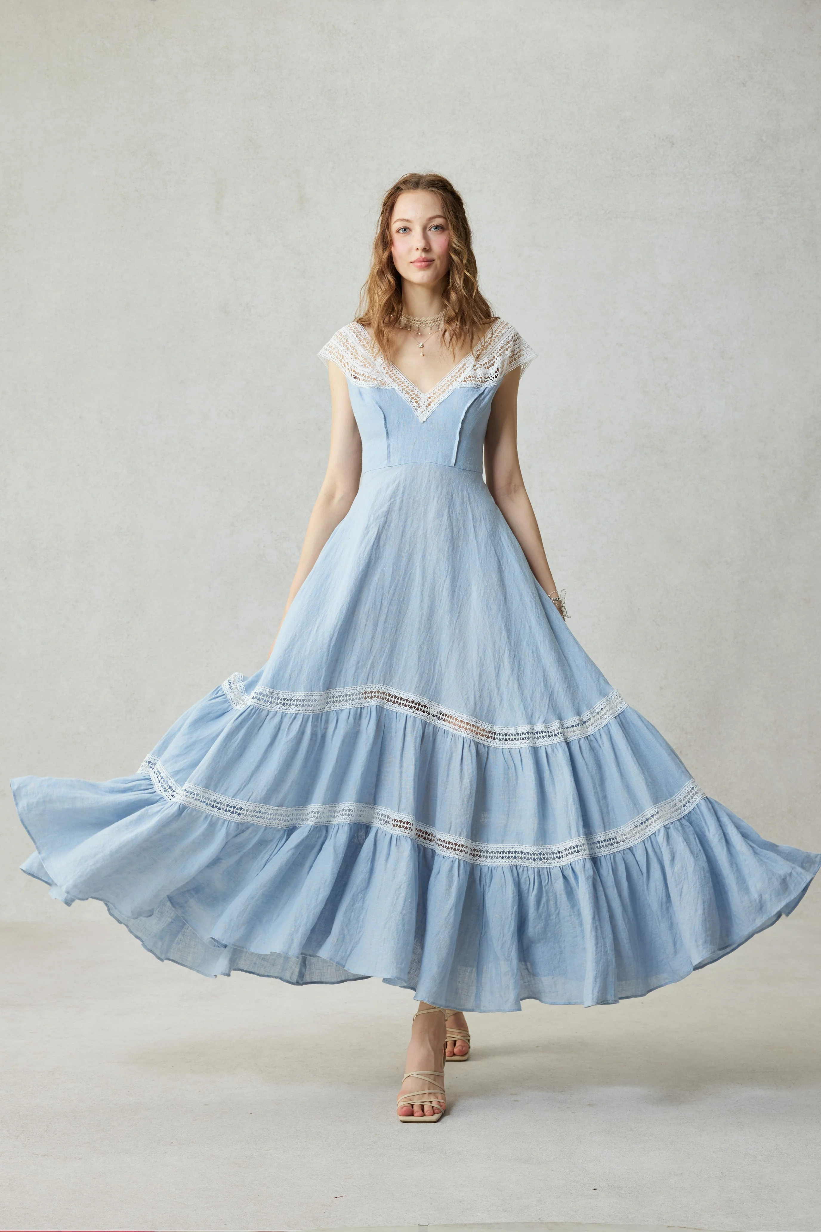 Cherry Tree 25 | Lace Linen flared dress - Image 32