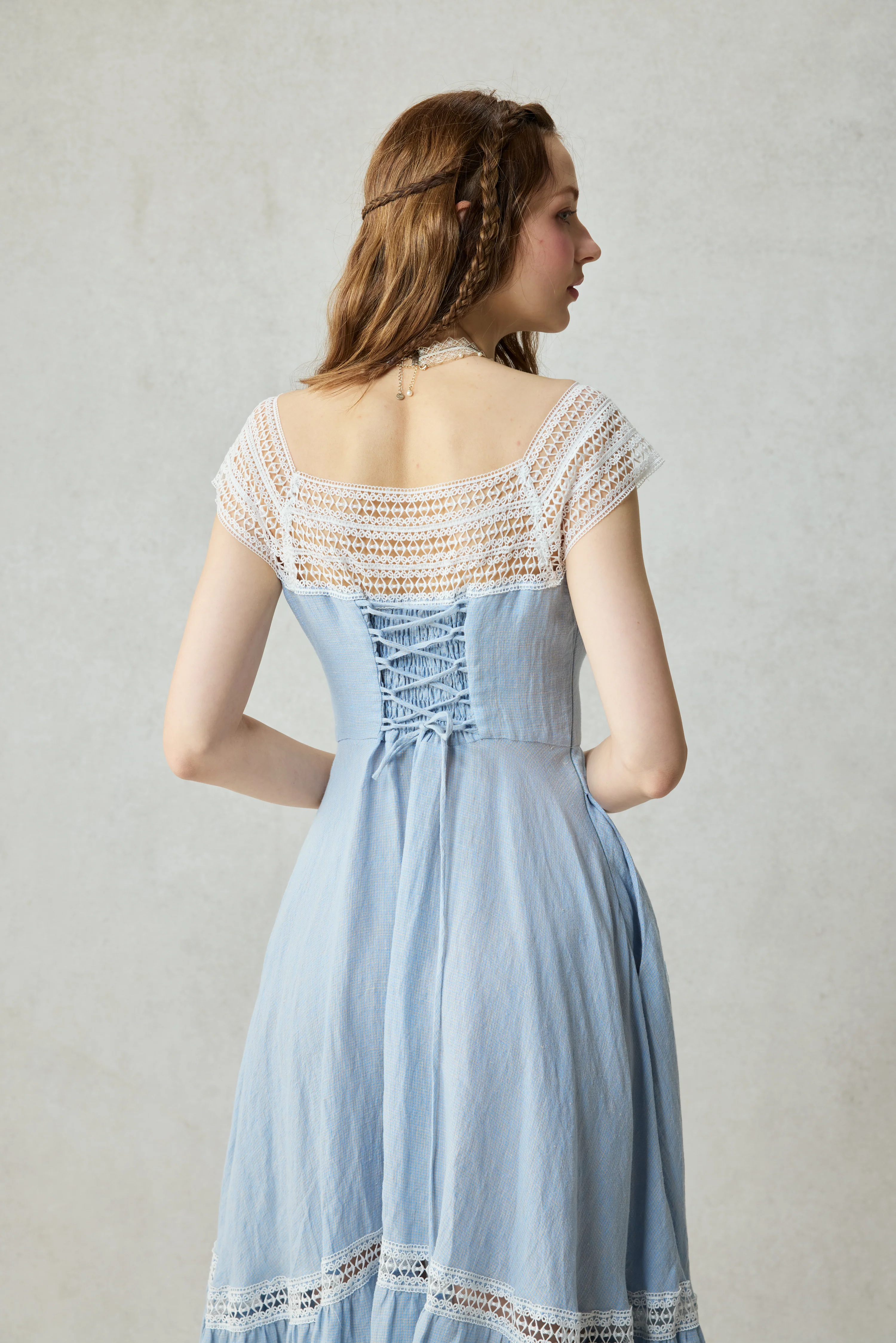 Cherry Tree 25 | Lace Linen flared dress - Image 7