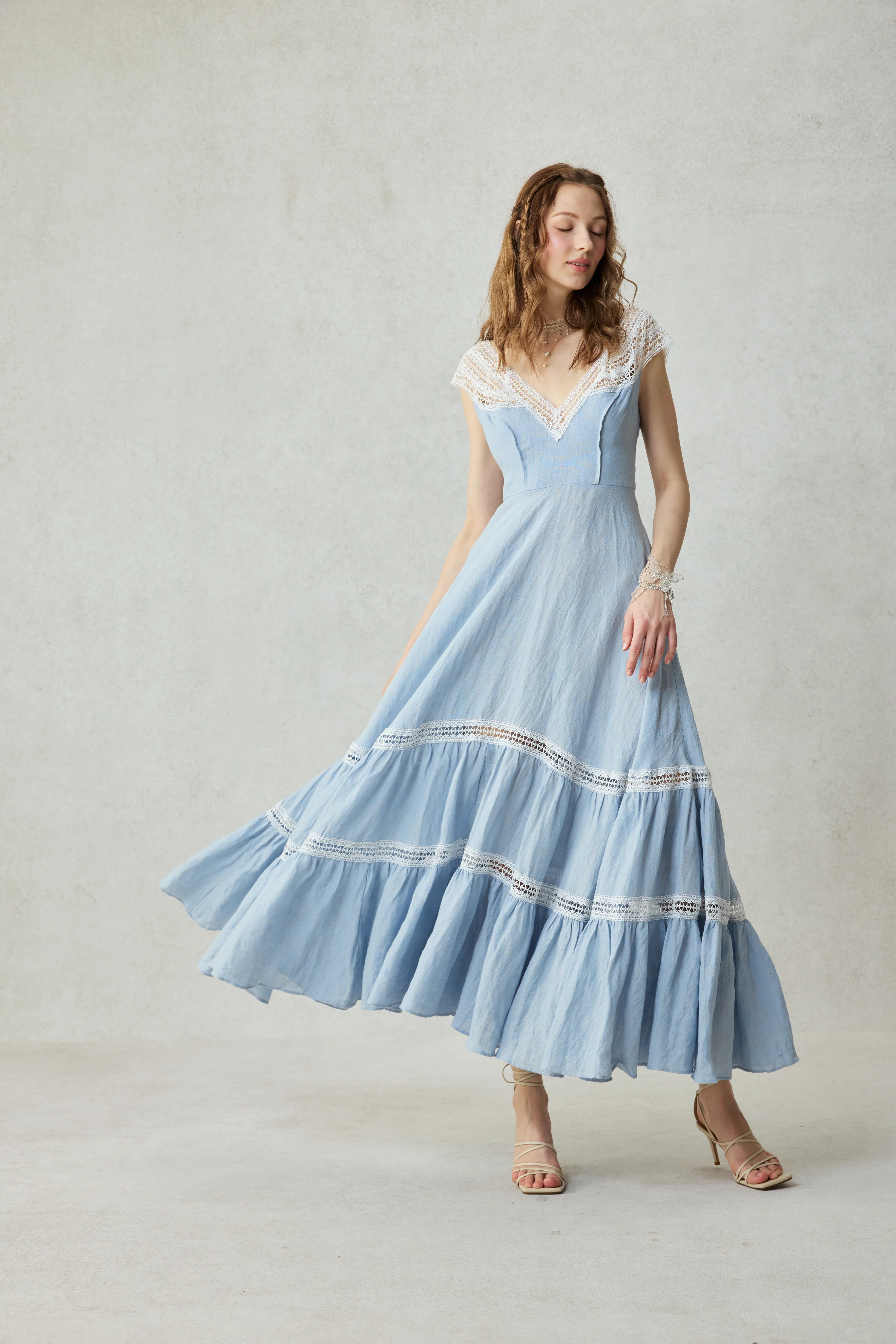 Cherry Tree 25 | Lace Linen flared dress - Image 9