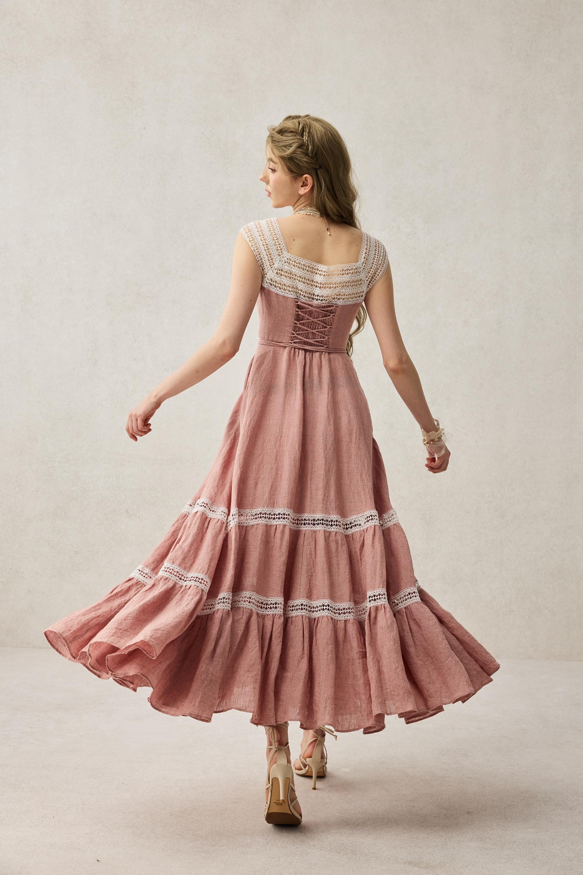 Cherry Tree 25 | Lace Linen flared dress - Image 21