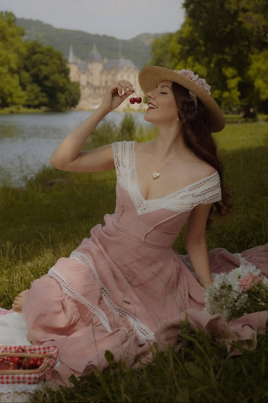 Cherry Tree 25 | Lace Linen flared dress - Image 5