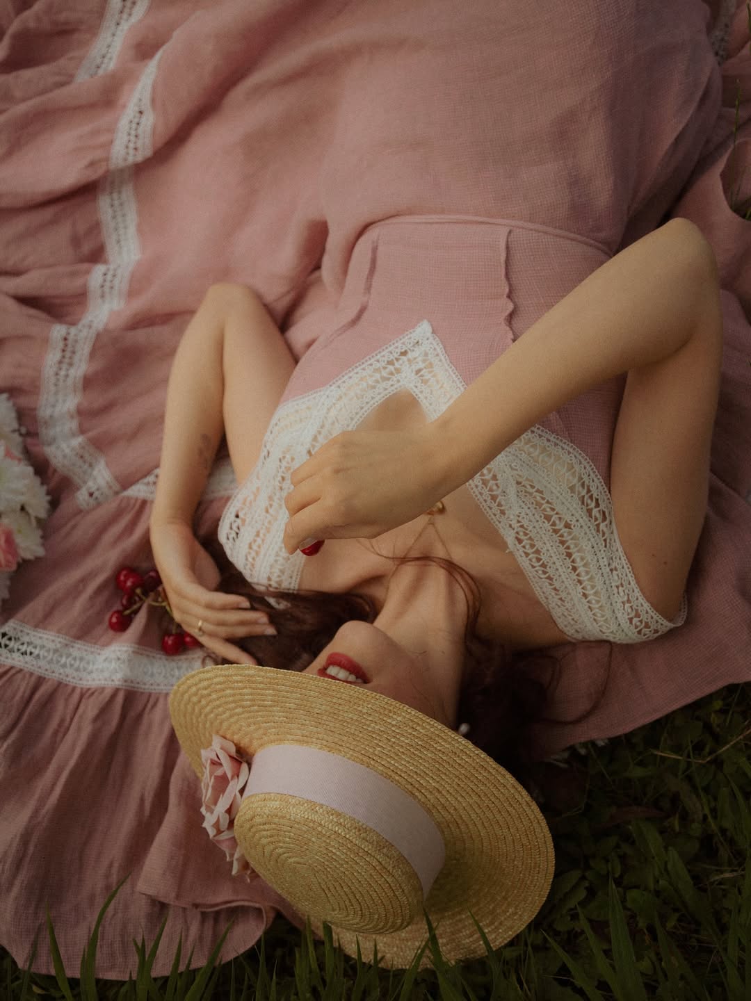 Cherry Tree 25 | Lace Linen flared dress - Image 6