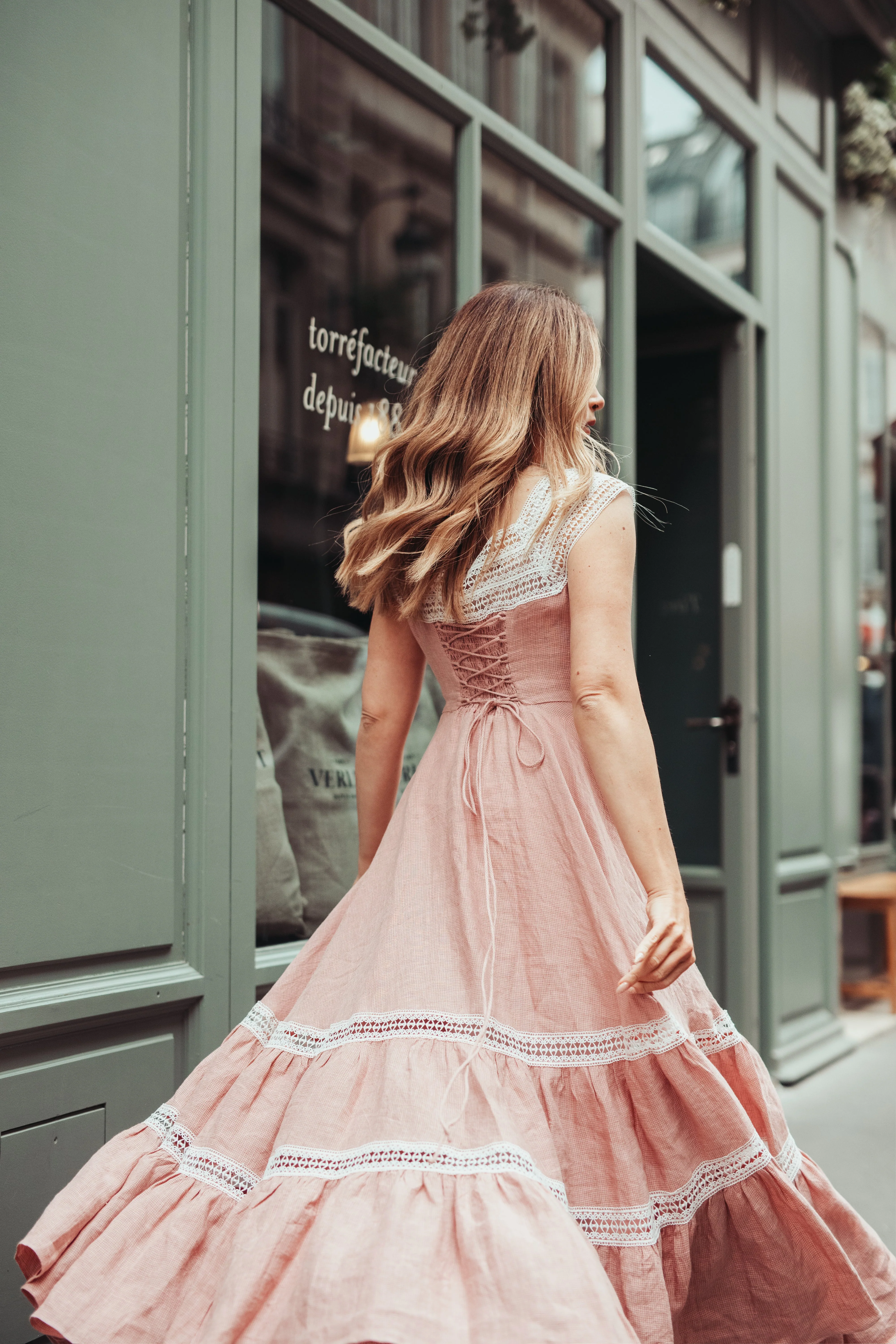 Cherry Tree 25 | Lace Linen flared dress - Image 9