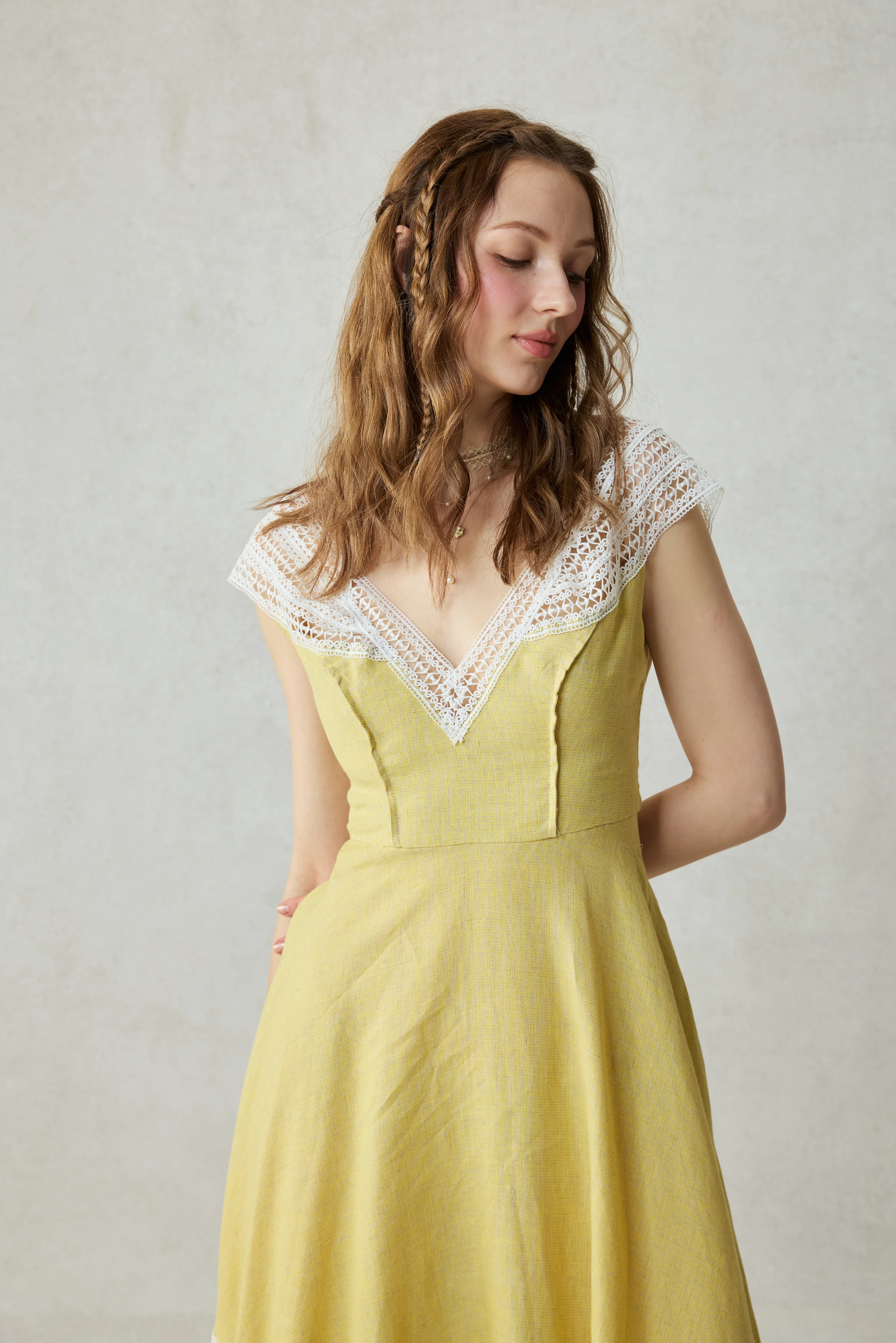 Cherry Tree 25 | Lace Linen flared dress - Image 6