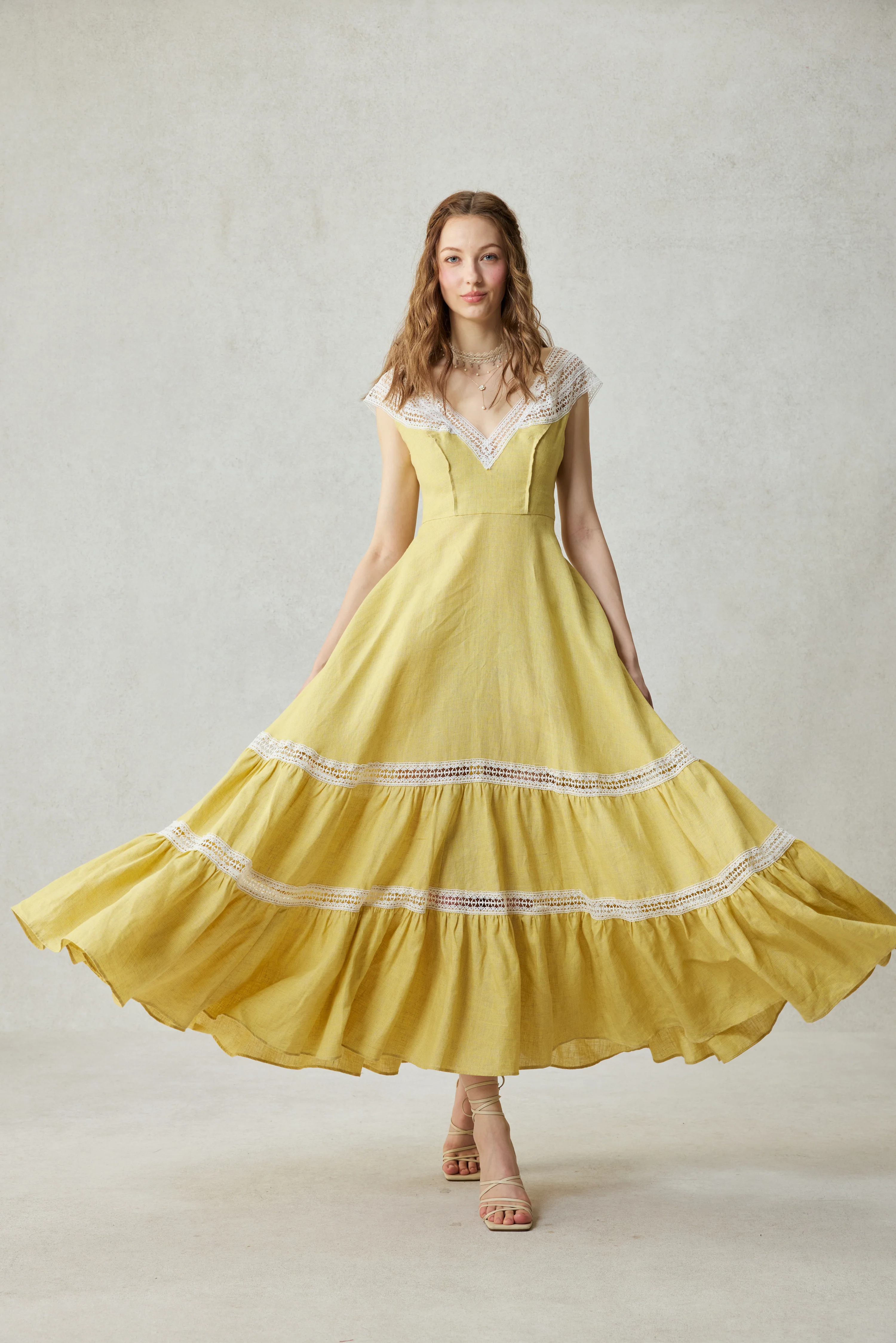 Cherry Tree 25 | Lace Linen flared dress - Image 8