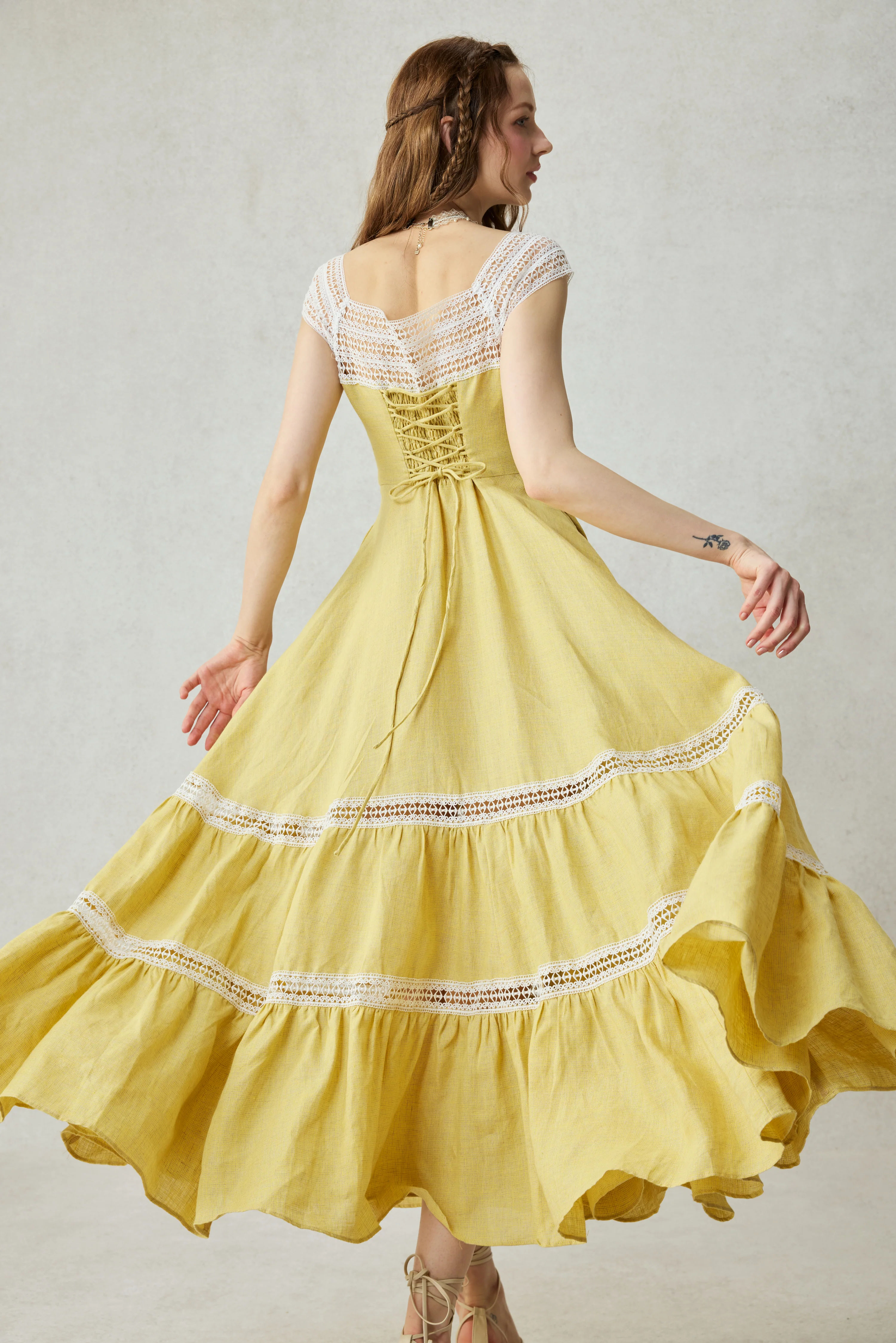 Cherry Tree 25 | Lace Linen flared dress - Image 37