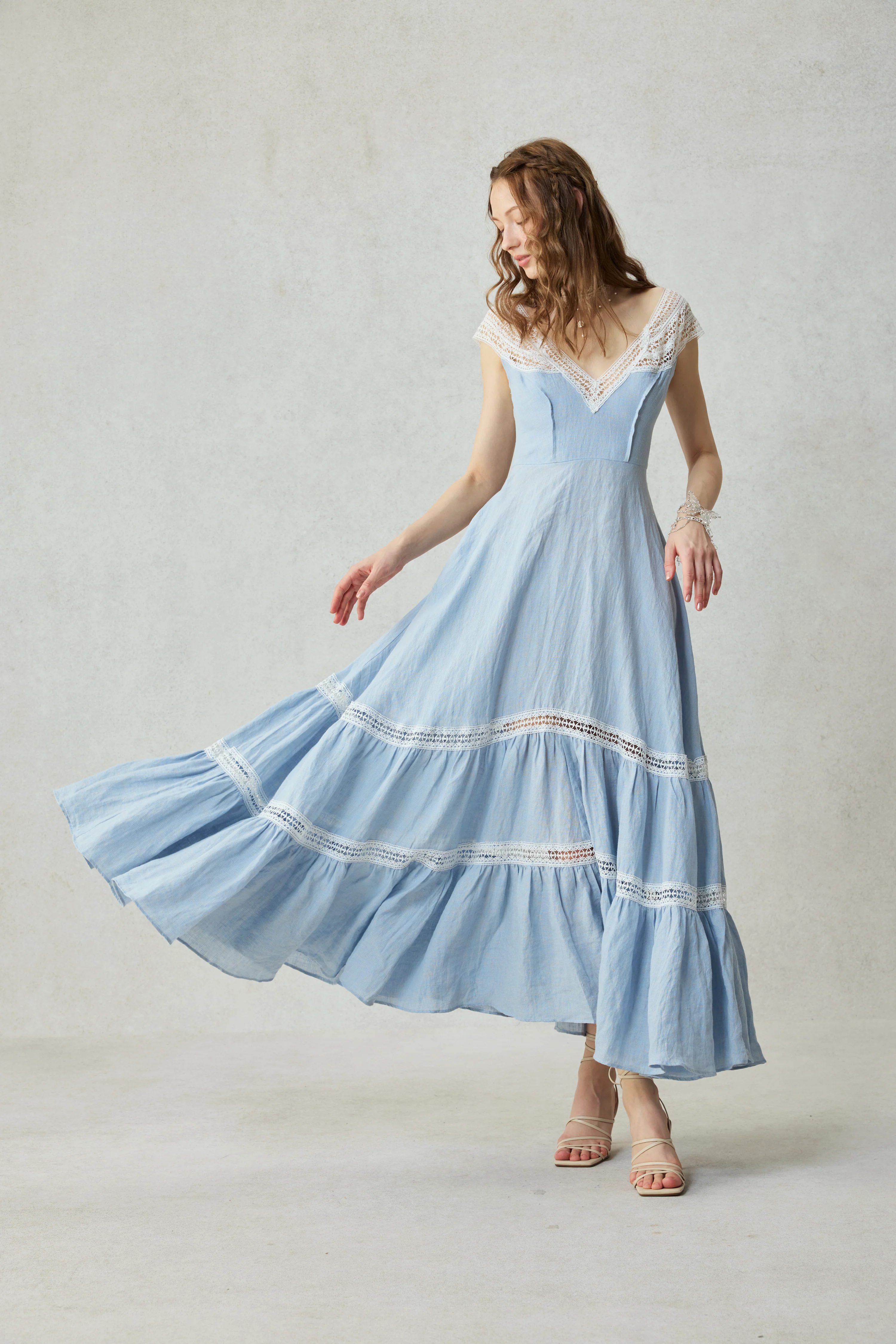 Cherry Tree 25 | Lace Linen flared dress - Image 33
