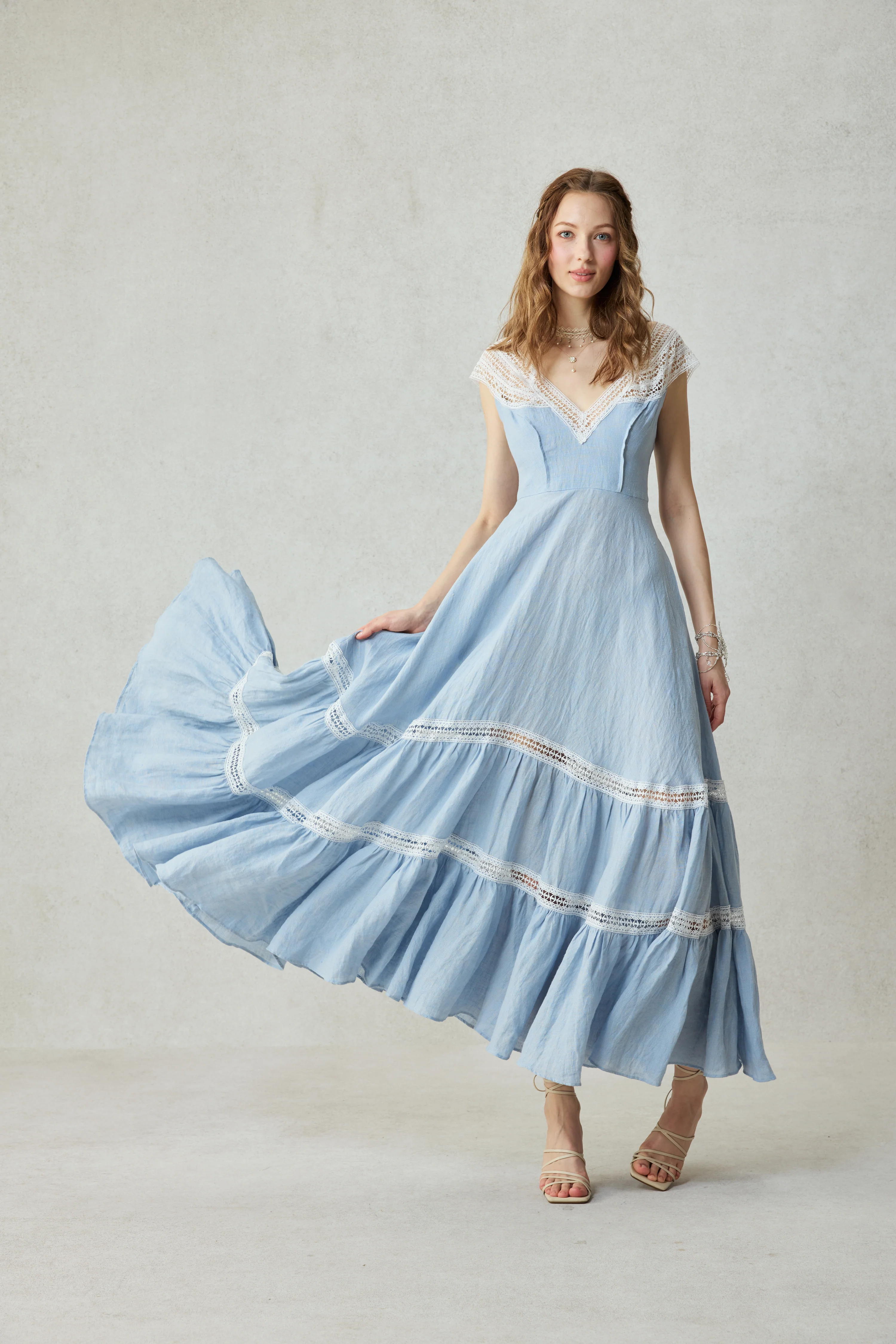Cherry Tree 25 | Lace Linen flared dress - Image 5