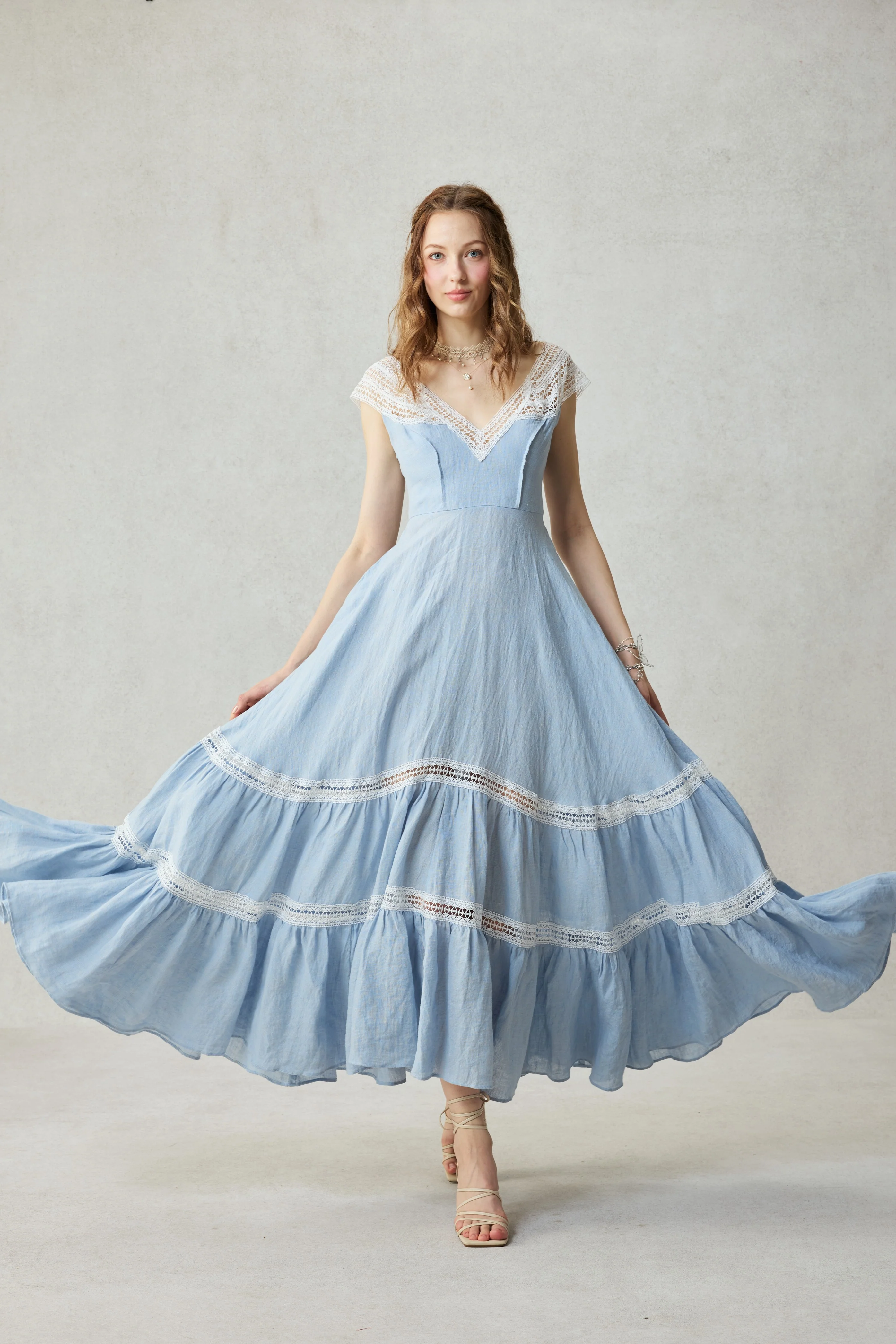 Cherry Tree 25 | Lace Linen flared dress - Image 8