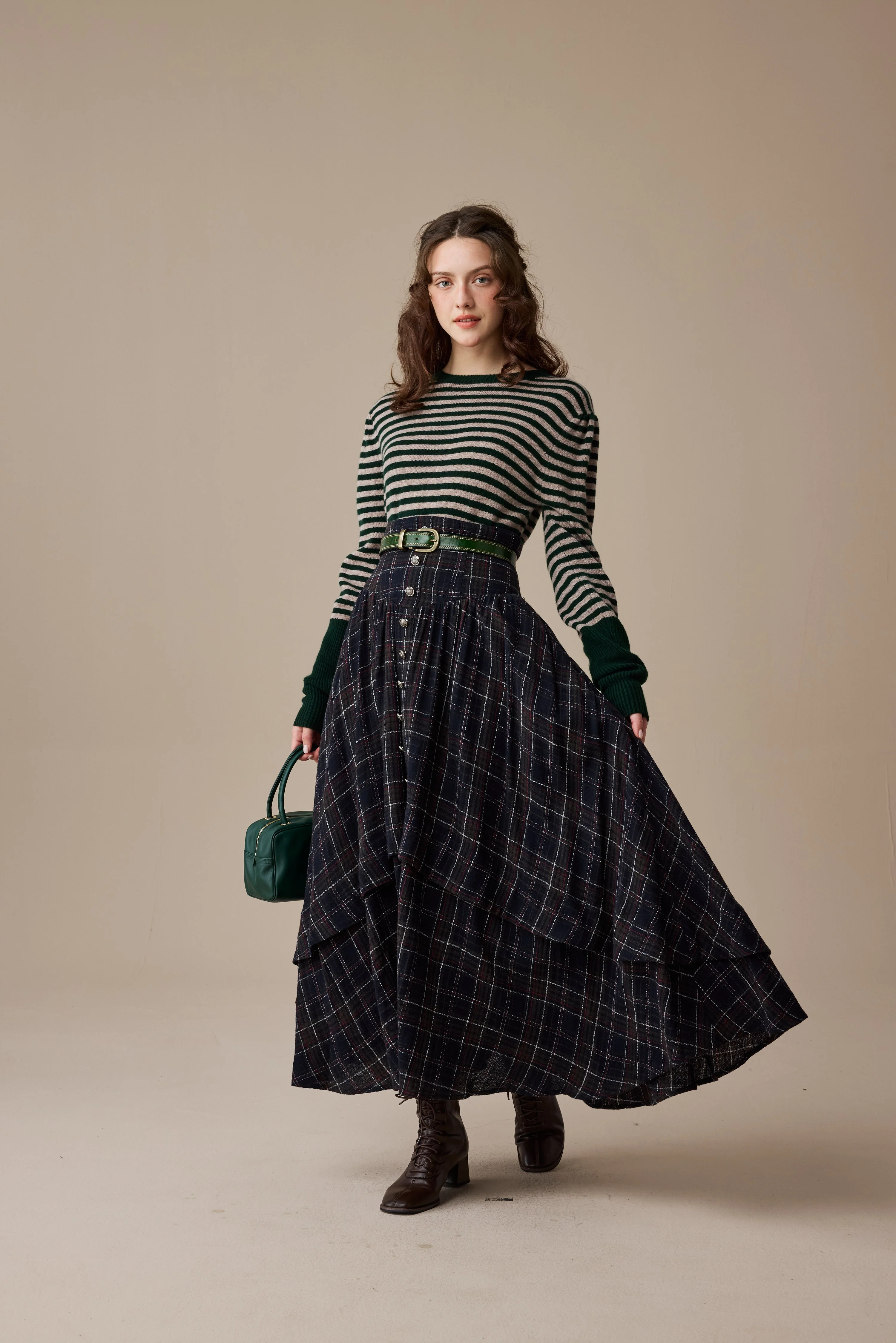 Christina 19 |Retro Layered Wool Skirt - Image 12
