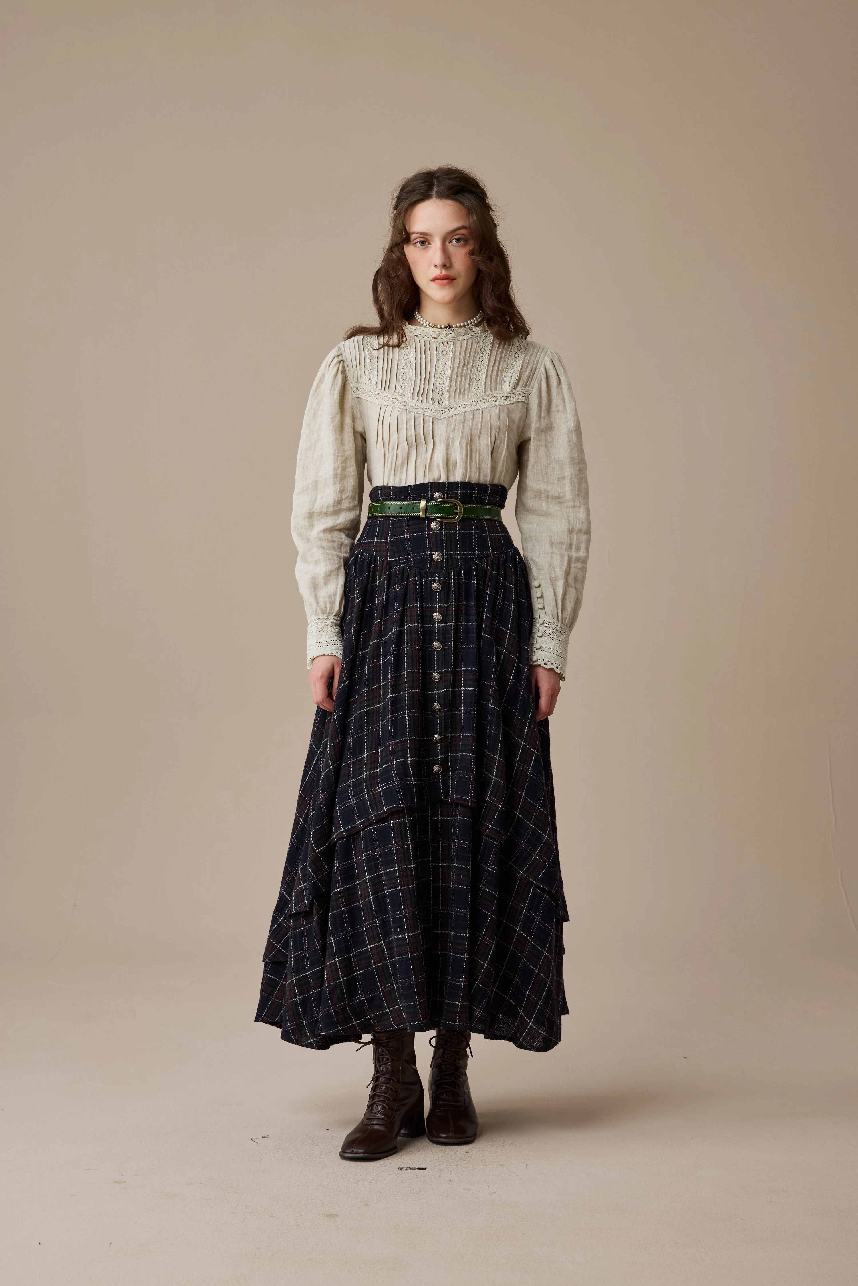 Christina 19 |Retro Layered Wool Skirt - Image 13