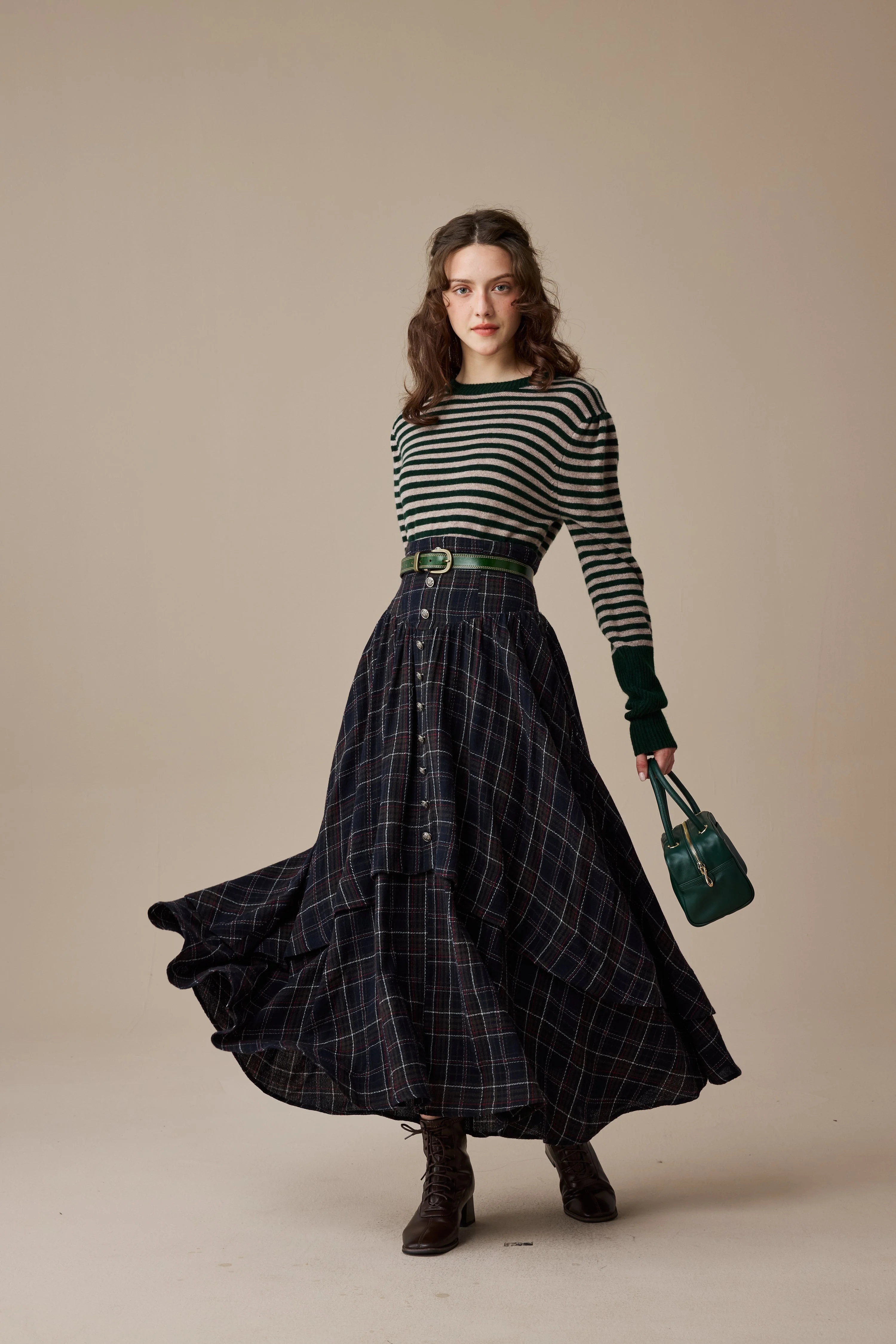 Christina 19 |Retro Layered Wool Skirt - Image 14