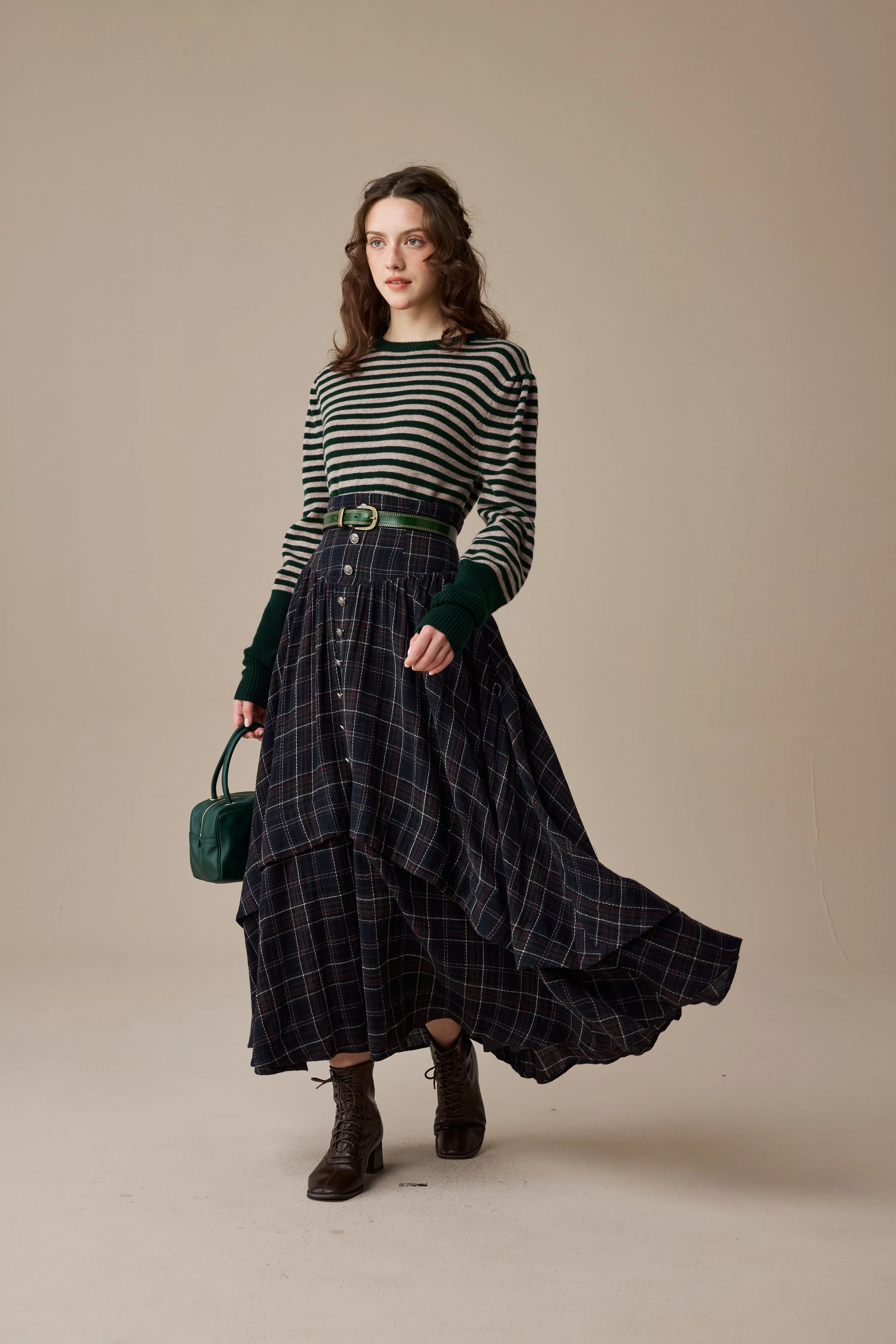 Christina 19 |Retro Layered Wool Skirt - Image 9