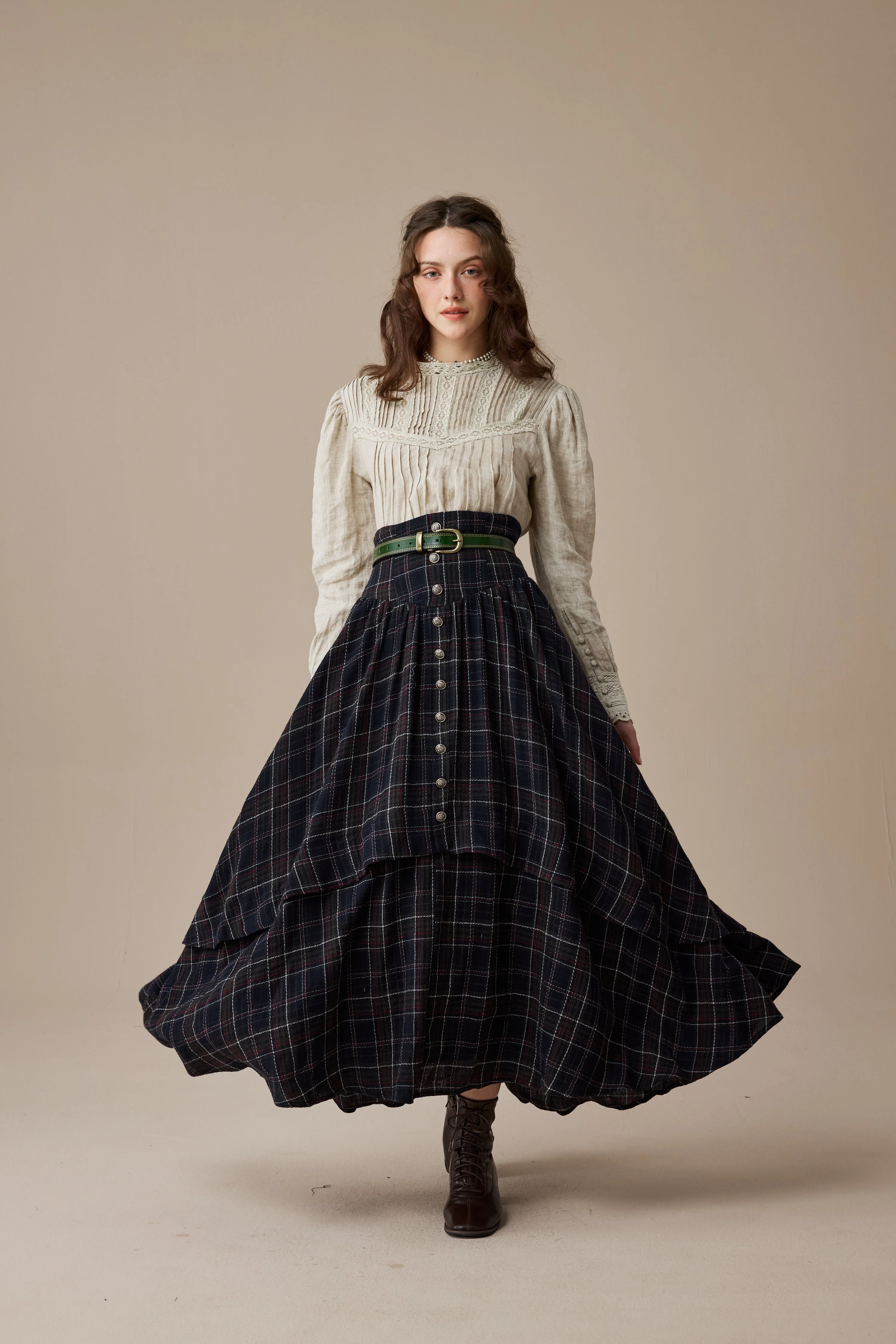 Christina 19 |Retro Layered Wool Skirt - Image 14