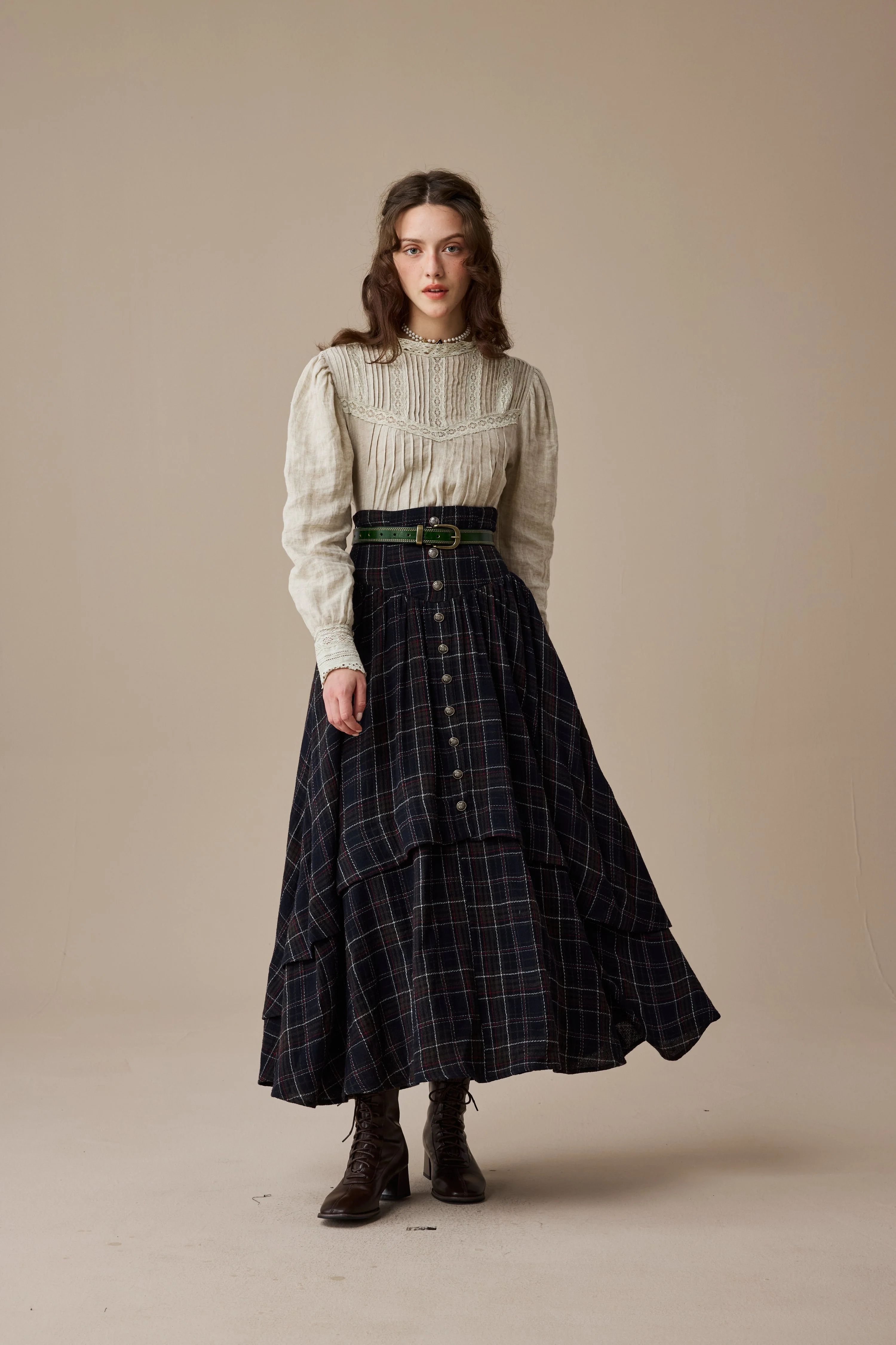 Christina 19 |Retro Layered Wool Skirt - Image 16