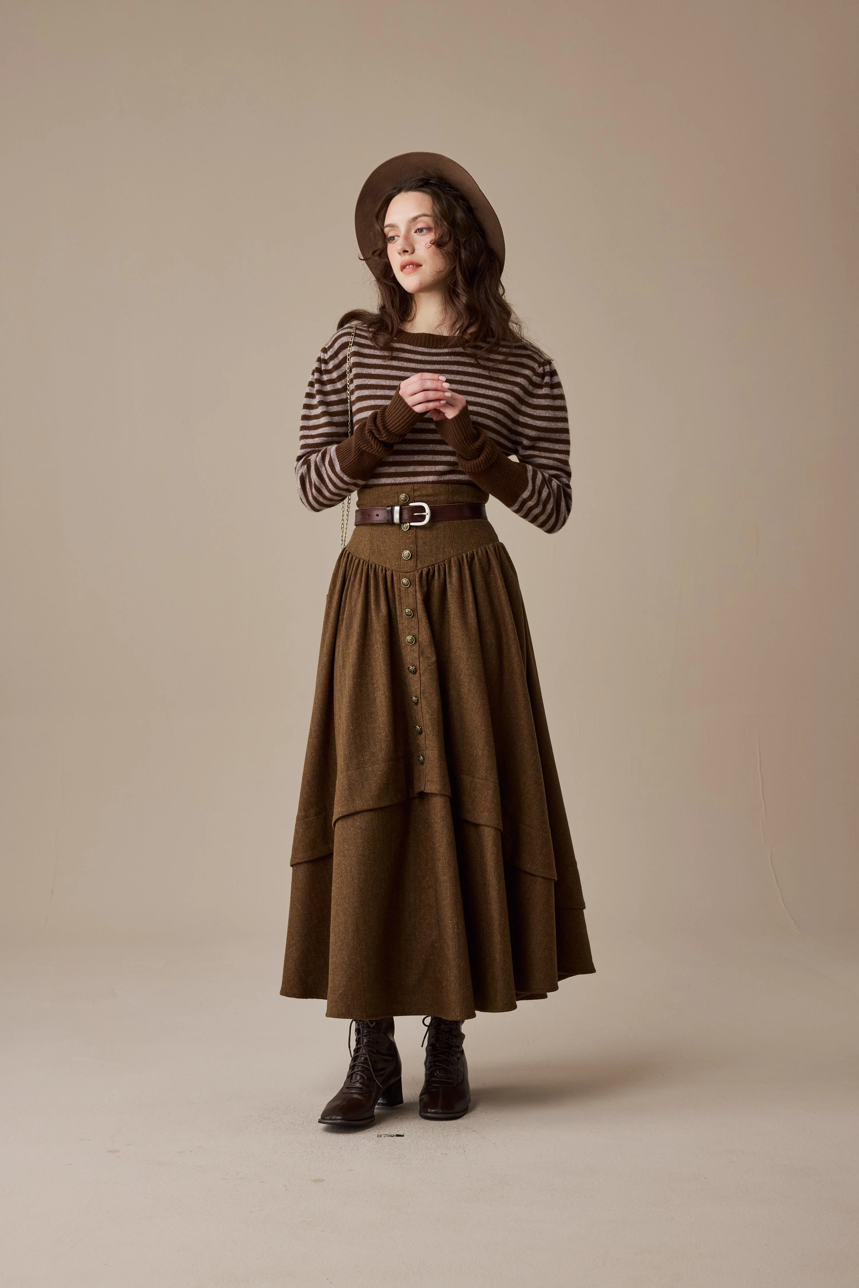 Christina 19 |Retro Layered Wool Skirt - Image 10